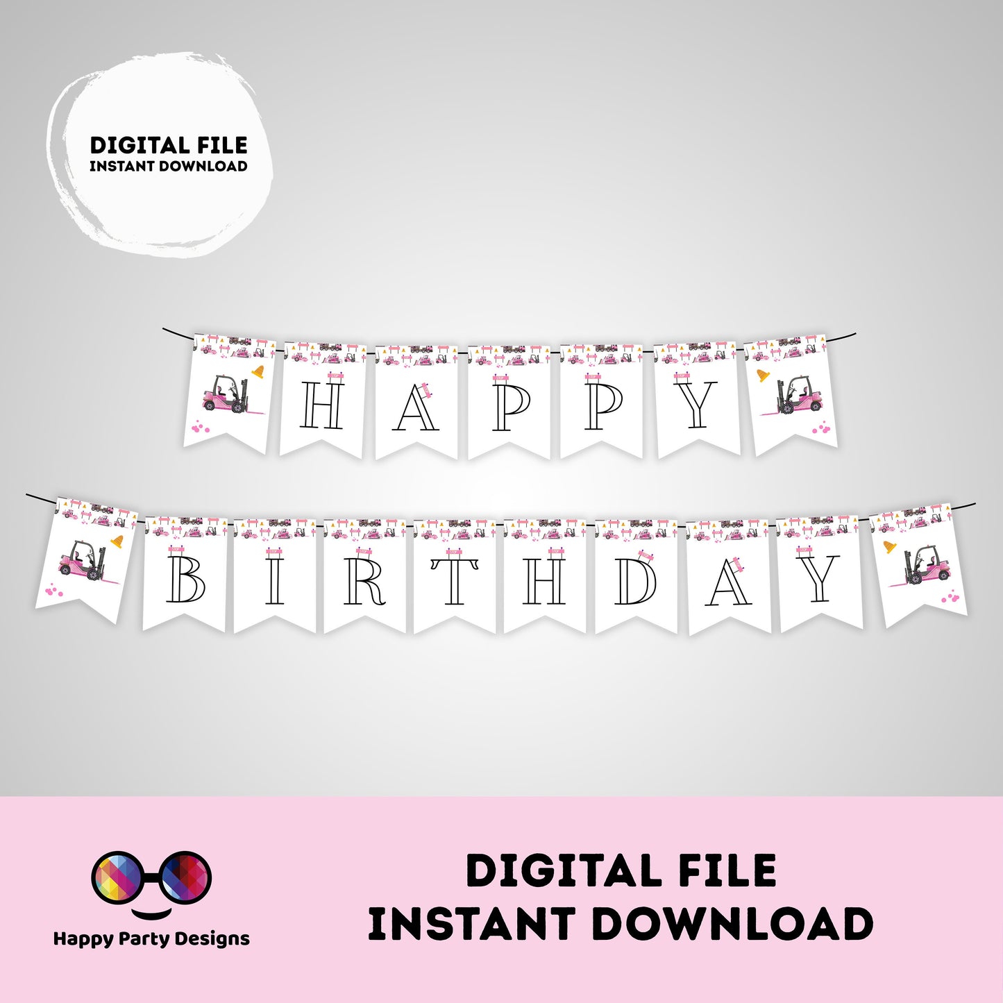 Happy Birthday Under construction Banner | Trucks party | Birthday banner | construction birthday party | birthday girl