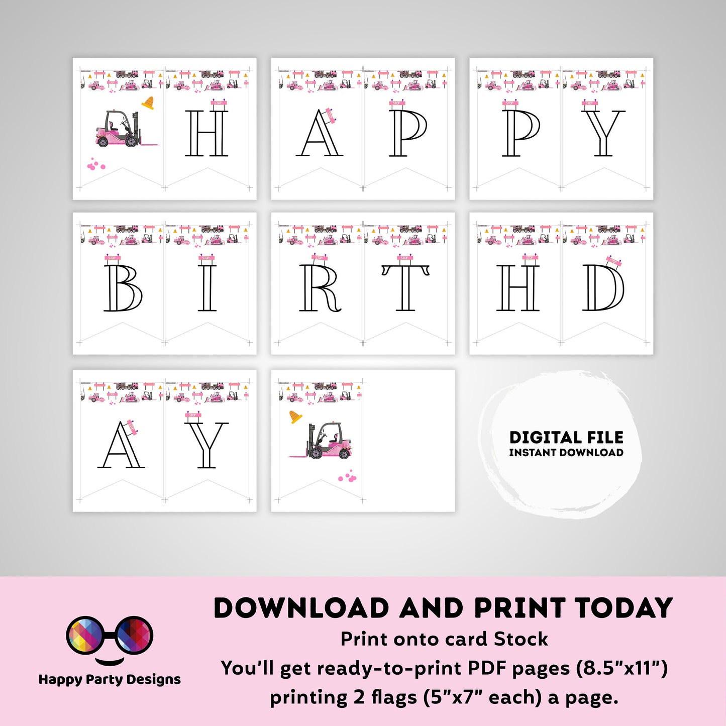 Happy Birthday Under construction Banner | Trucks party | Birthday banner | construction birthday party | birthday girl