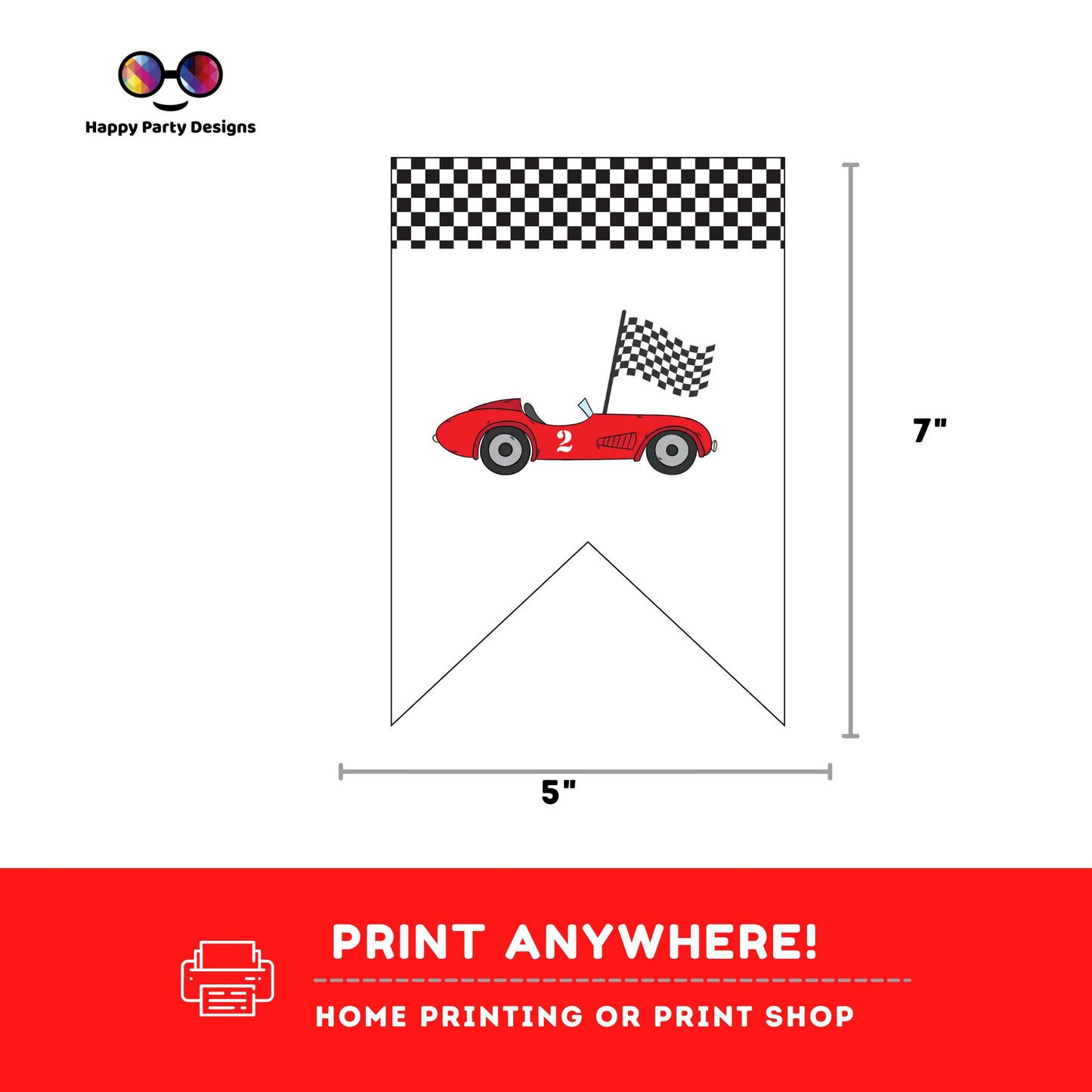 Growing Two fast Birthday Banner | racing cars party | Red race car Invitation | 2nd birthday party | Two fast banner to print