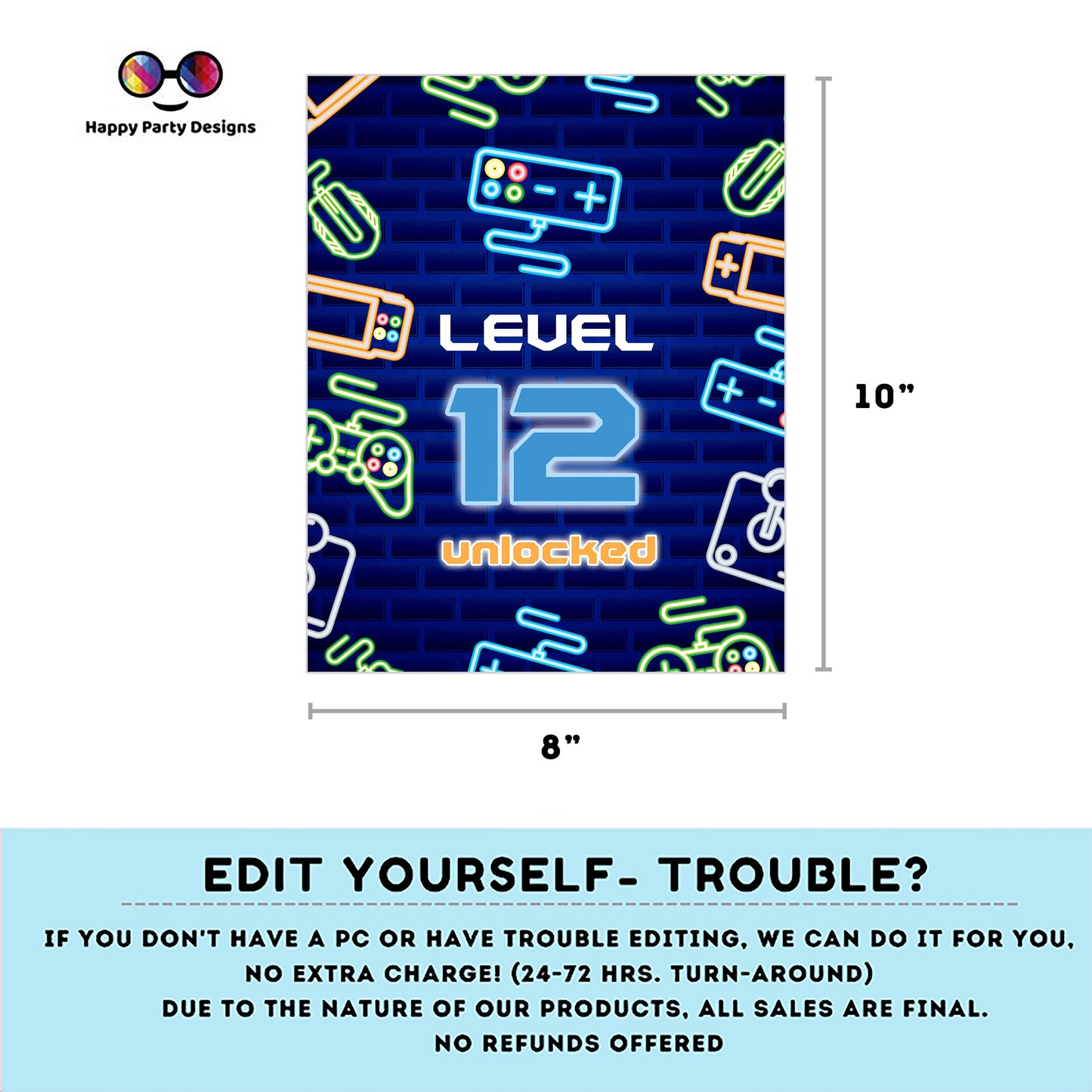 Editable video gamer Sign | Digital video gamer printable sign | Birthday boy | video gamer party | Personalize Online | Corjl #K50
