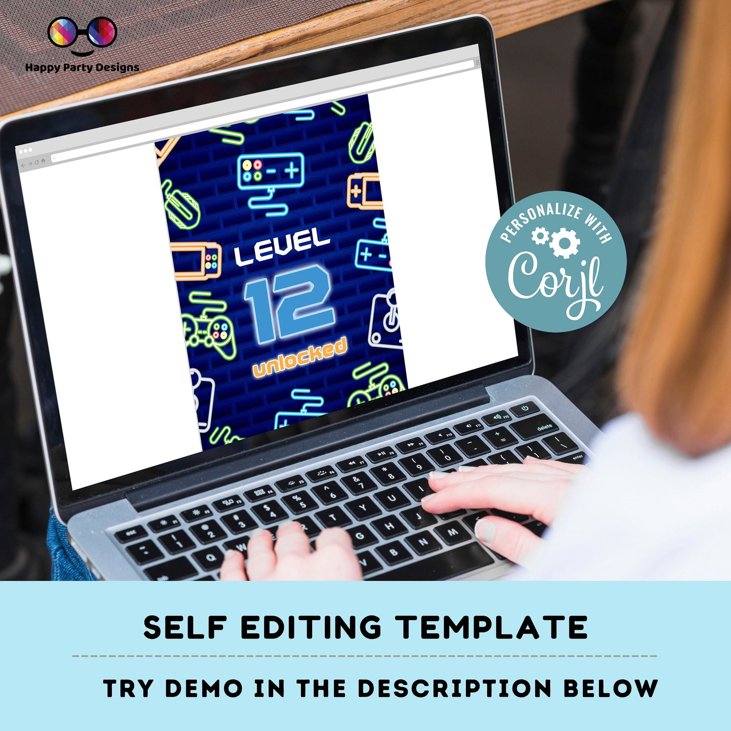 Editable video gamer Sign | Digital video gamer printable sign | Birthday boy | video gamer party | Personalize Online | Corjl #K50