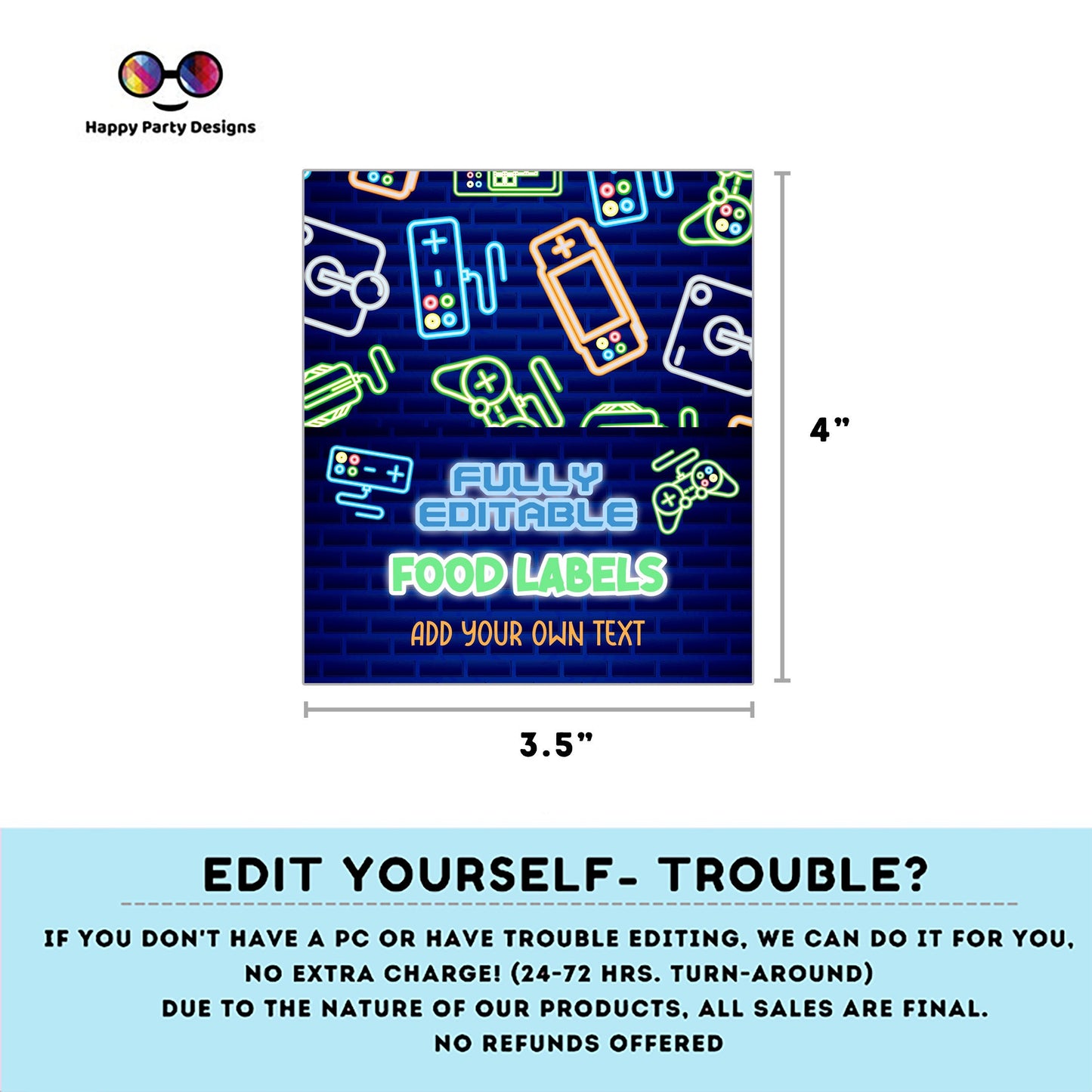 Video gamer Birthday food tent | Video gamerparty | buffet labels | Video gamer birthday party | food label template | editable online #K50