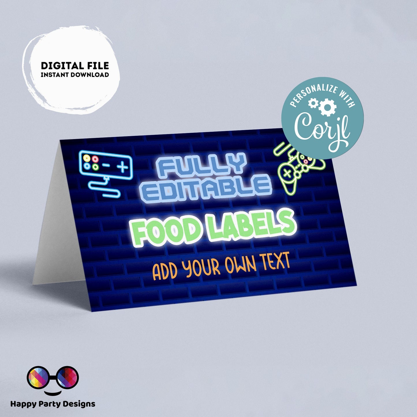 Video gamer Birthday food tent | Video gamerparty | buffet labels | Video gamer birthday party | food label template | editable online #K50