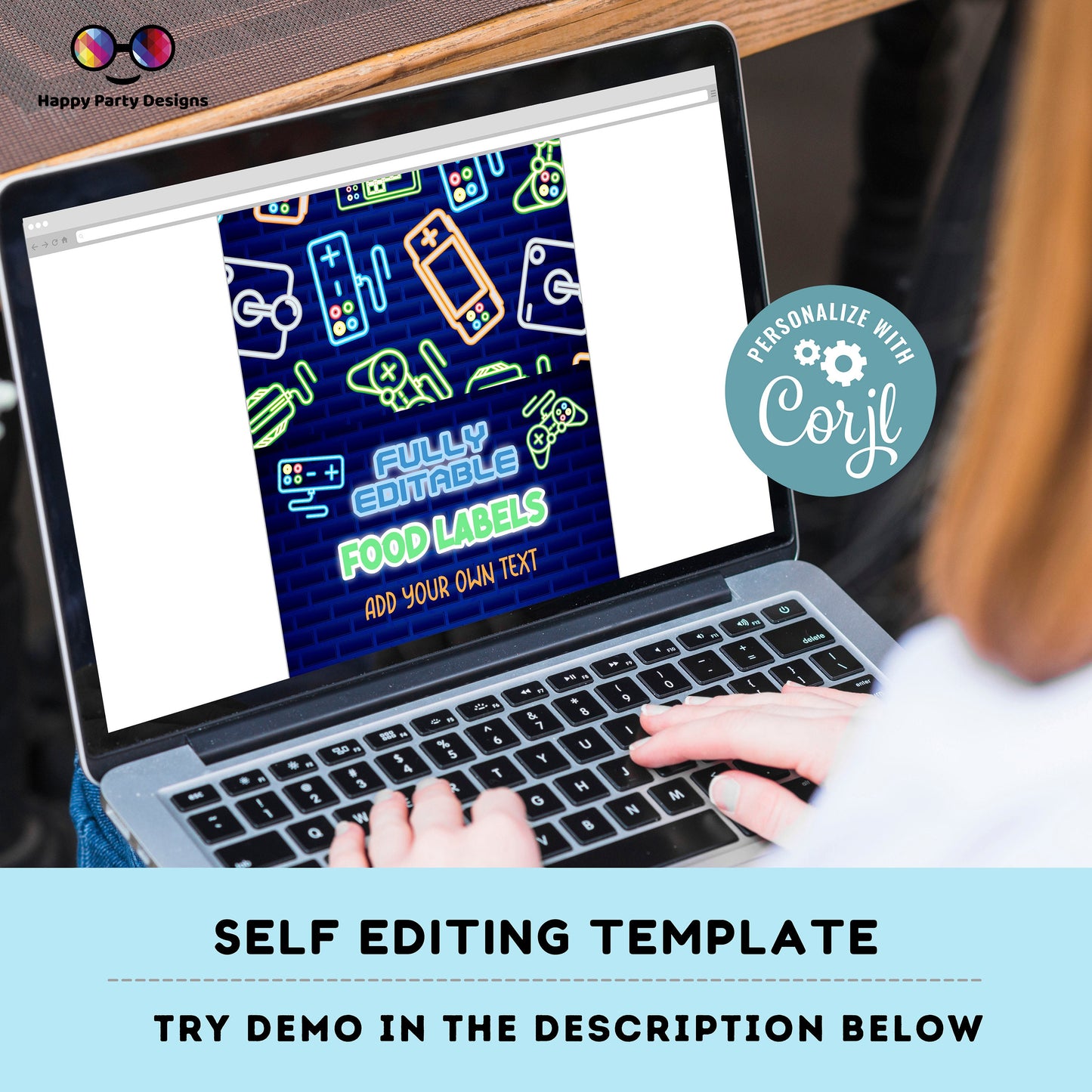 Video gamer Birthday food tent | Video gamerparty | buffet labels | Video gamer birthday party | food label template | editable online #K50