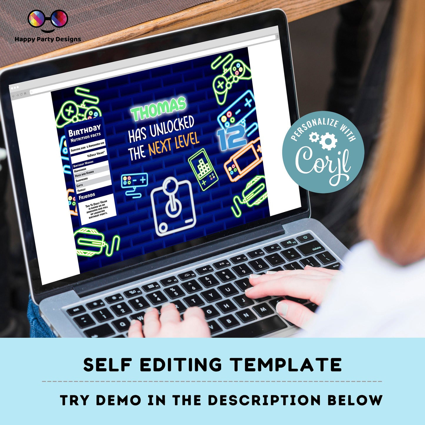 Editable video gamer Chip Bag | Digital neon video gamer printable Chip Bag | Party Snack video gamer Birthday boy | Personalize Favors #K50