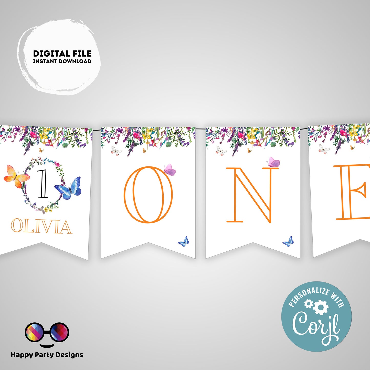 One Wildflower Birthday Banner | Wildflower party | First Birthday banner | Wild flower birthday party | One banner to print #K73