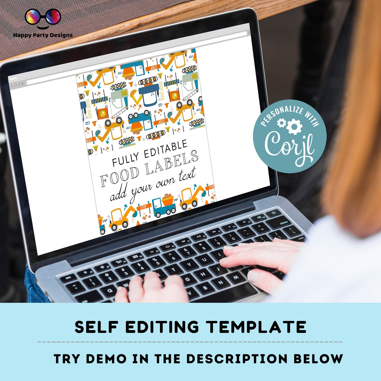 Editable Trucks Birthday food tent | Trucks party | buffet labels | Construction birthday party | food label template | Under construction