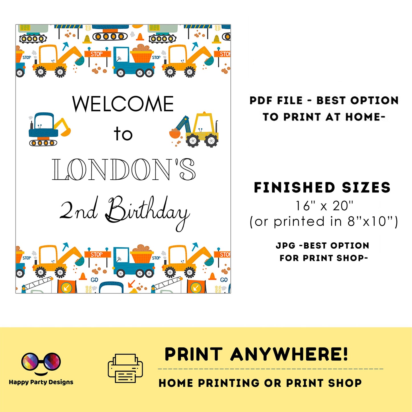 Editable Welcome Sign | Trucks birthday | under construction birthday Decorations |construction sign |birthday Boy | Welcome Sign | Any age