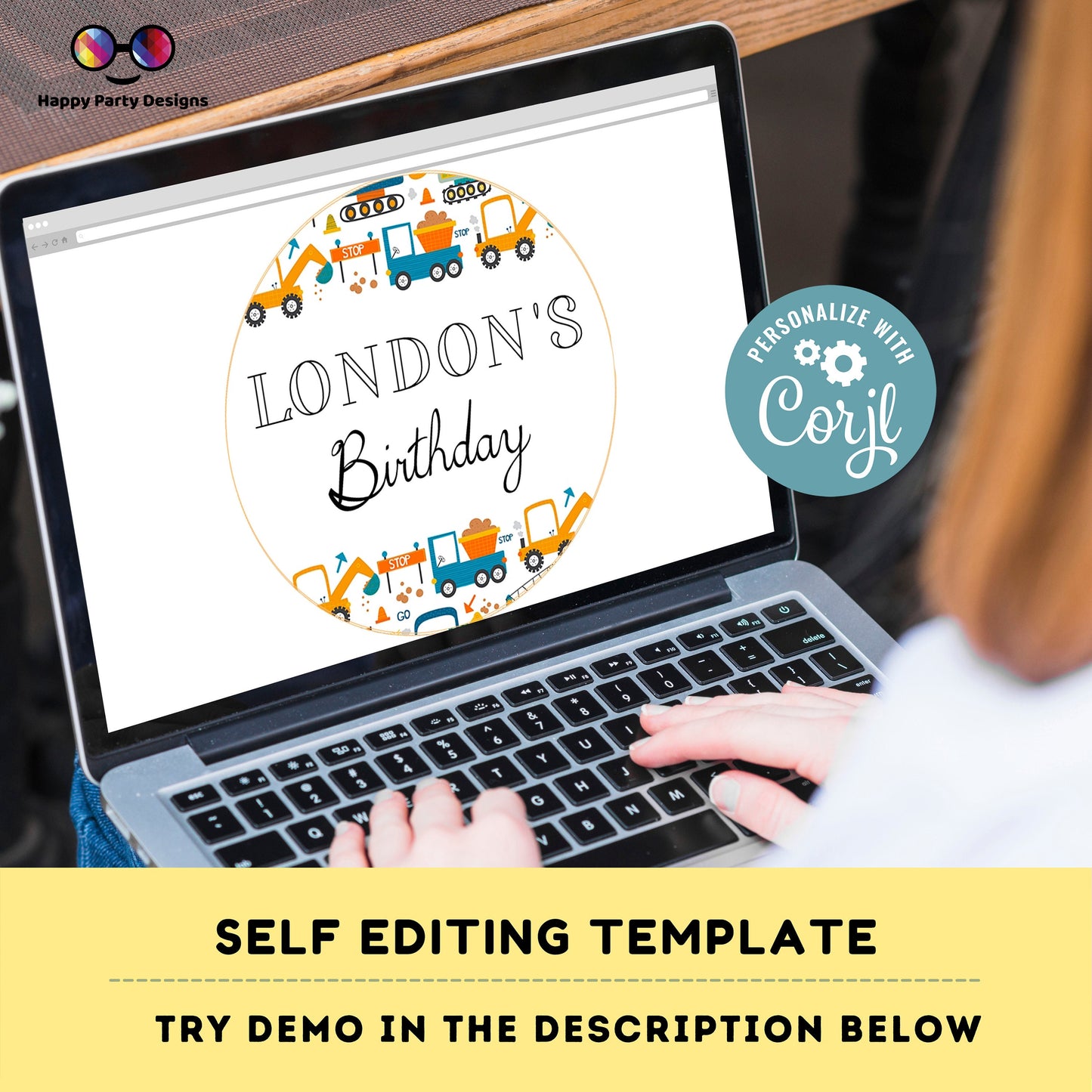Editable Trucks Round cupcake toppers | under construction | trucks Birthday Party | Construction cupcake toppers | trucks stickers 2"