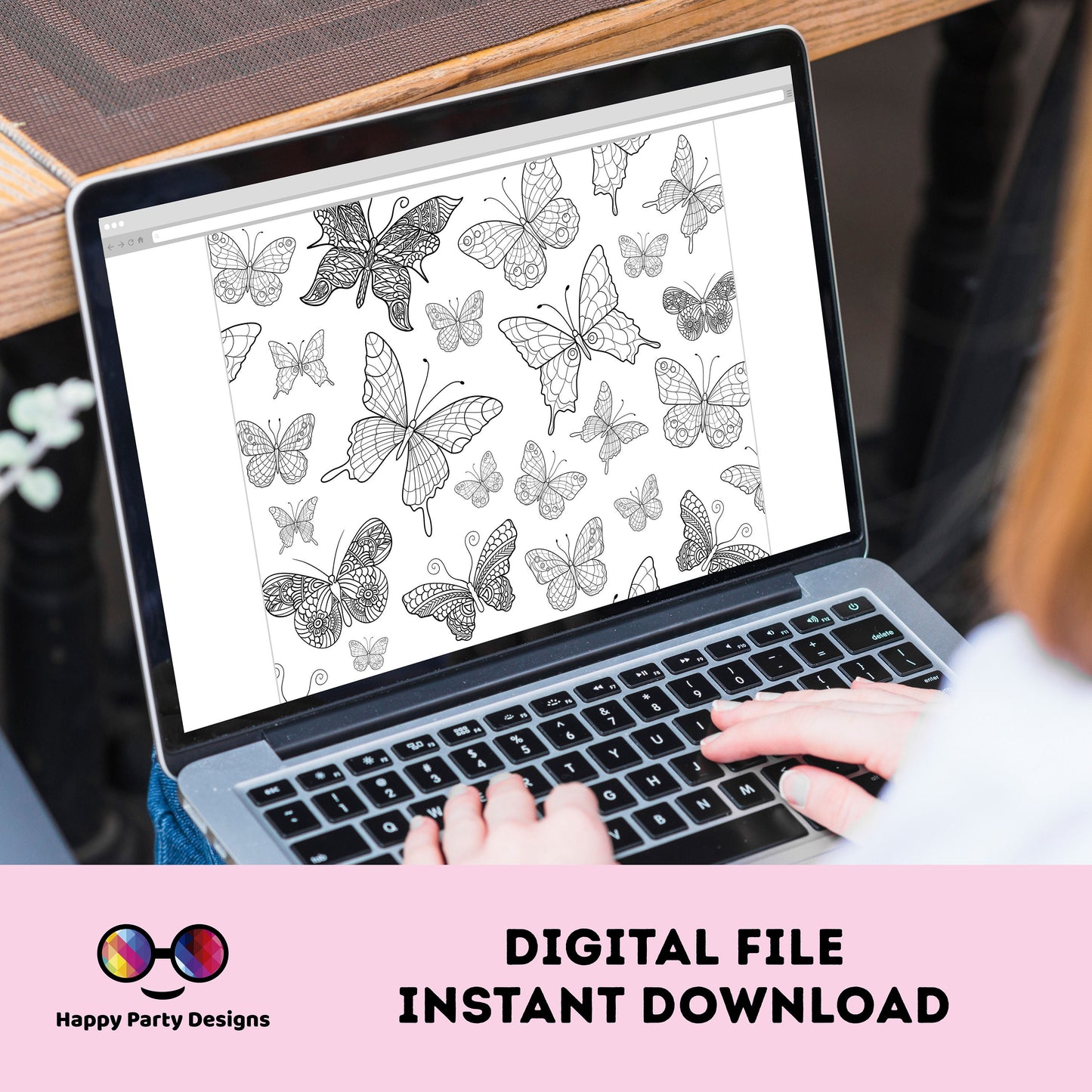 Butterfly coloring Placemat | Instant download | Spring Birthday | Any Age | Spring party | Butterfly Party decor | Butterfly birthday #0002