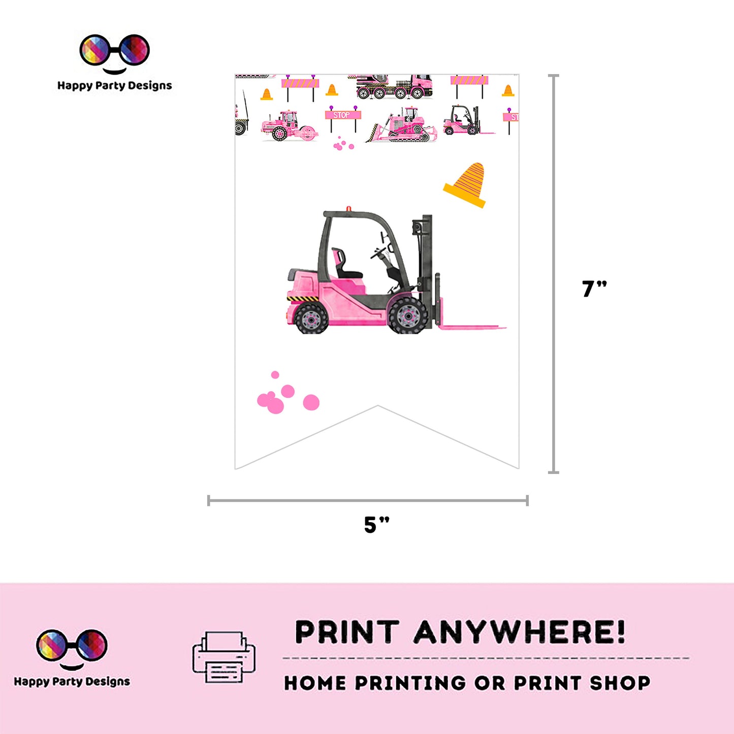 Happy Birthday Under construction Banner | Trucks party | Birthday banner | construction birthday party | birthday girl