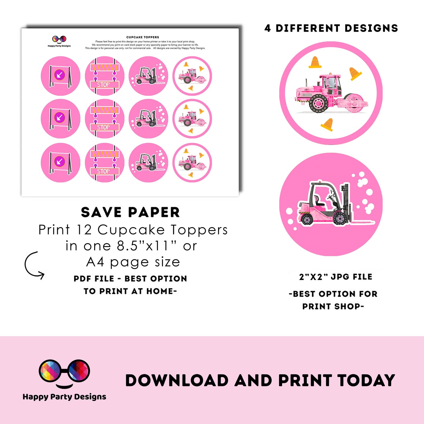 Under Construction cupcake toppers | Instant download | Trucks | trucks Party | under construction | trucks Birthday Party