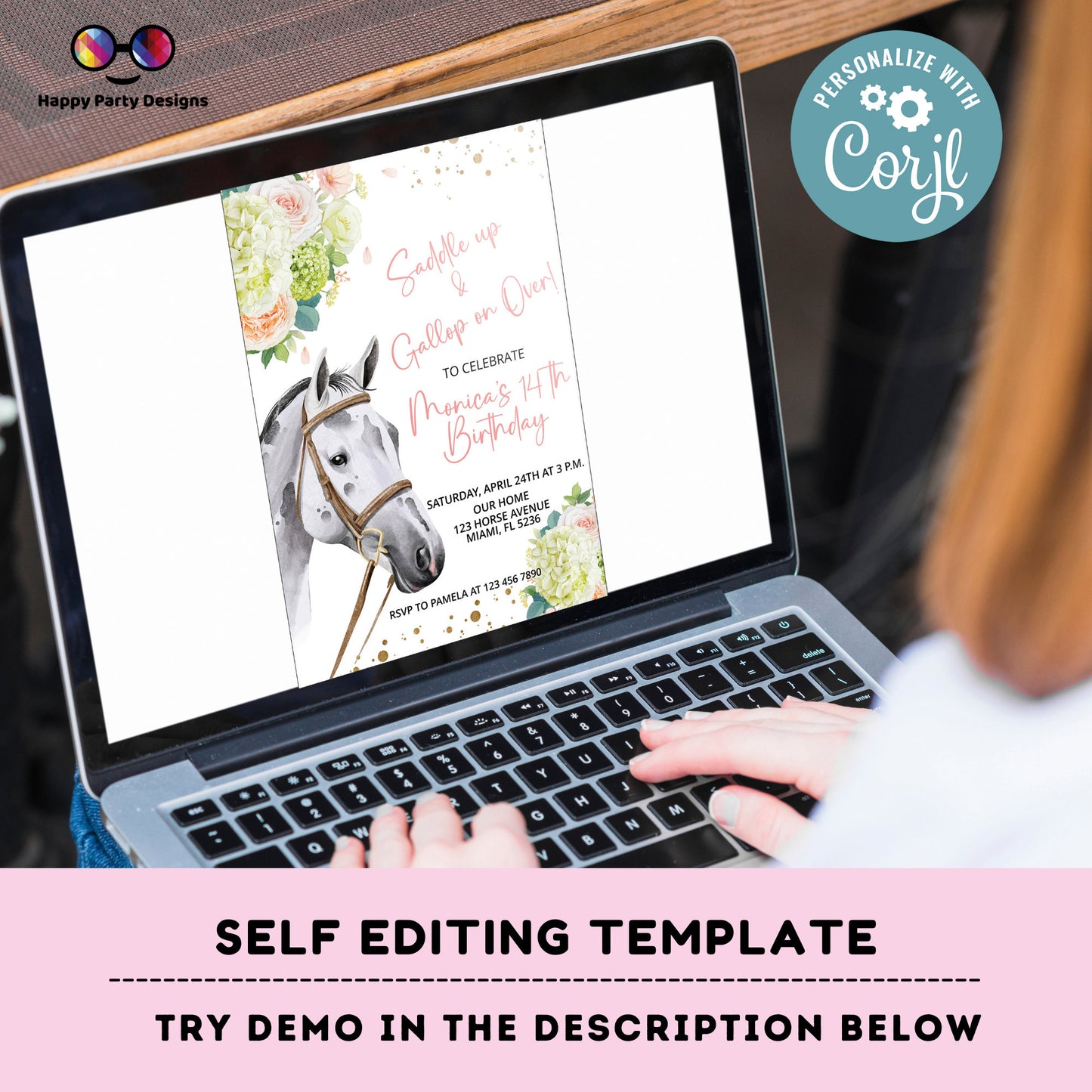 Horse Birthday Invitation | Horse Invitation | Horse Birthday Party | Horse Template | Girl Birthday Invitation | Digital File