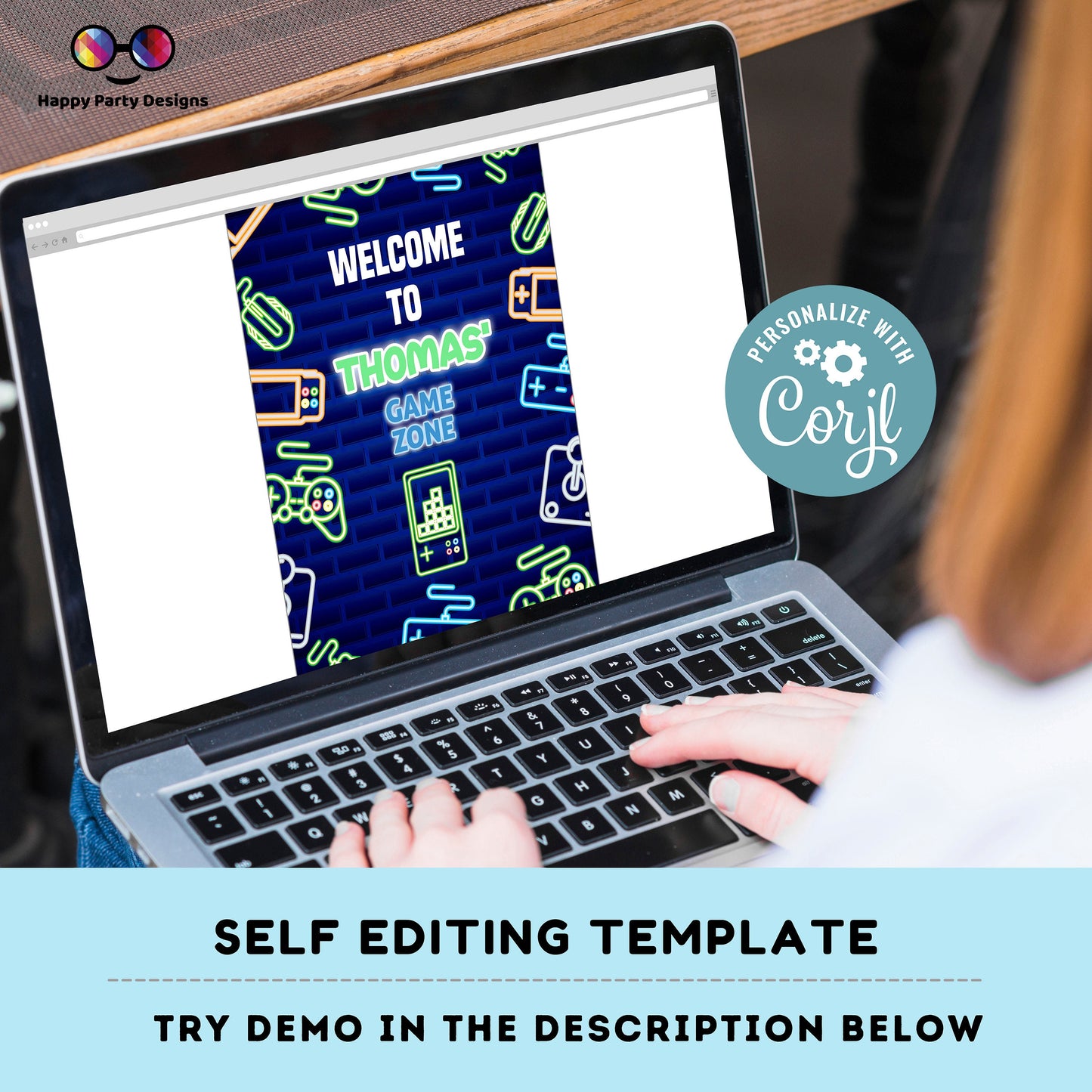 Editable video gamer Welcome Sign | Digital video gamer printable Welcome sign | Birthday boy | video gamer party | Personalize Online #K50