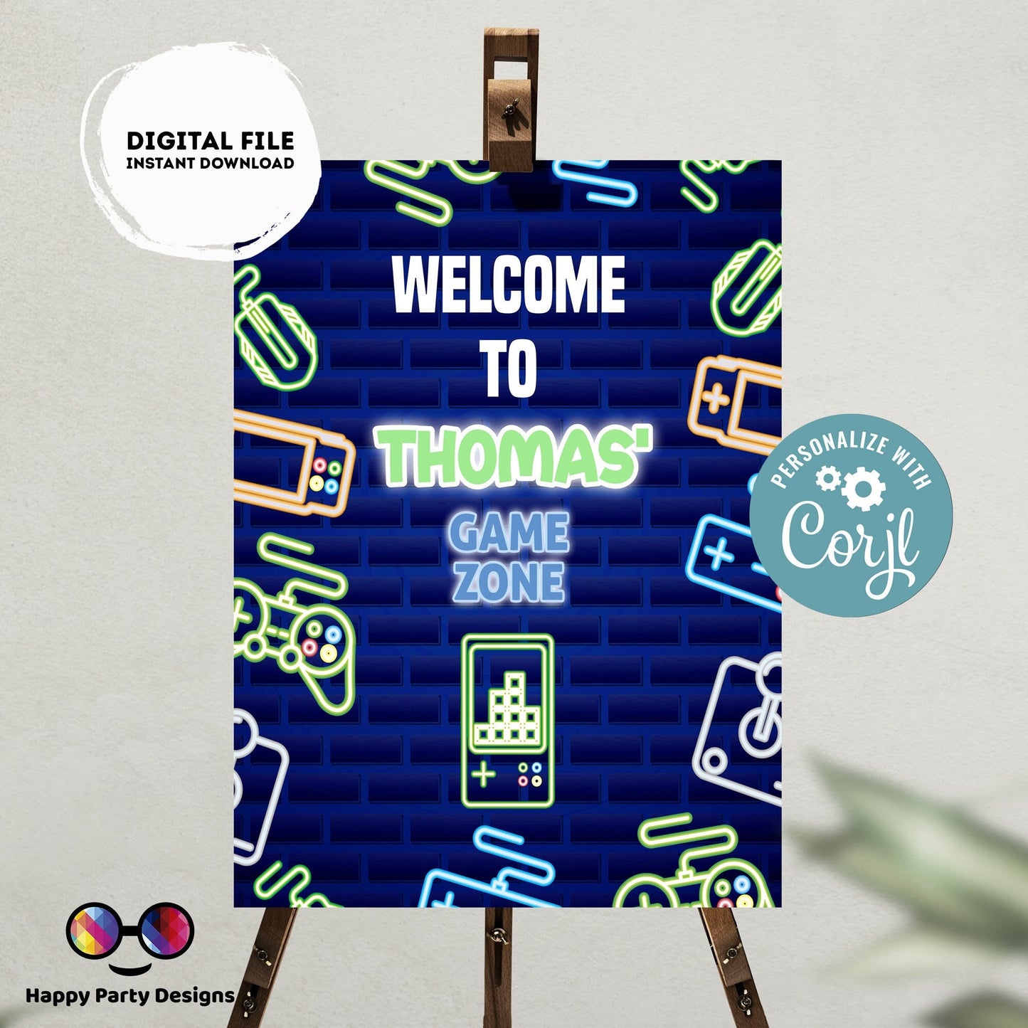 Editable video gamer Welcome Sign | Digital video gamer printable Welcome sign | Birthday boy | video gamer party | Personalize Online #K50