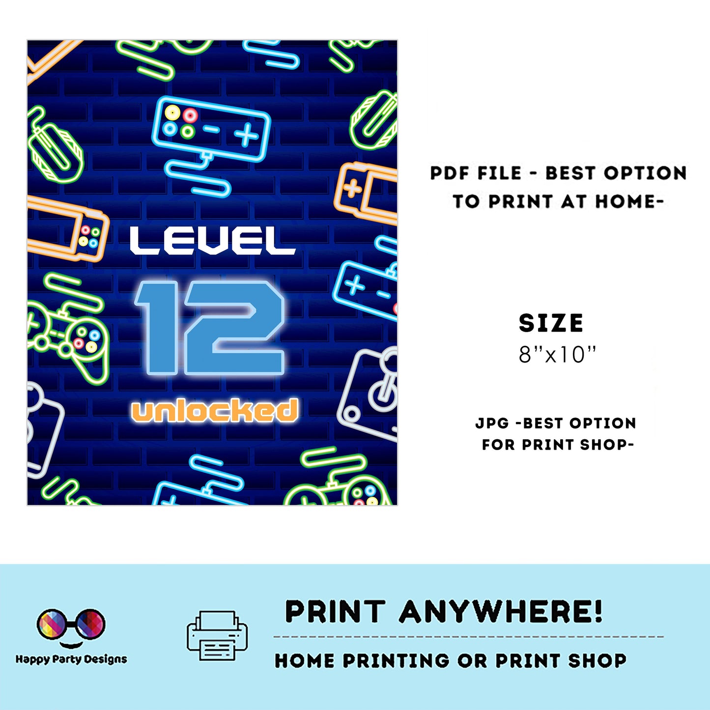 Editable video gamer Sign | Digital video gamer printable sign | Birthday boy | video gamer party | Personalize Online | Corjl #K50