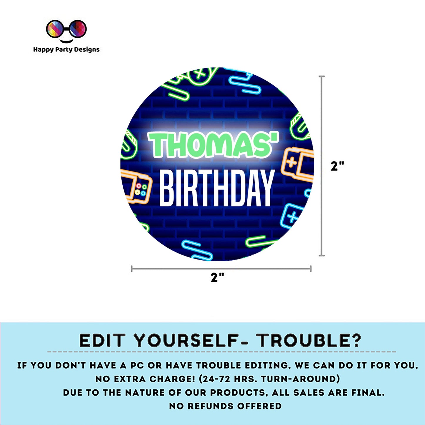 Editable Video Gamer Cupcake toppers | Neon Video Gamer Birthday | Editable online Cupcake Toppers | Digital | Gamer Birthday Party #K50