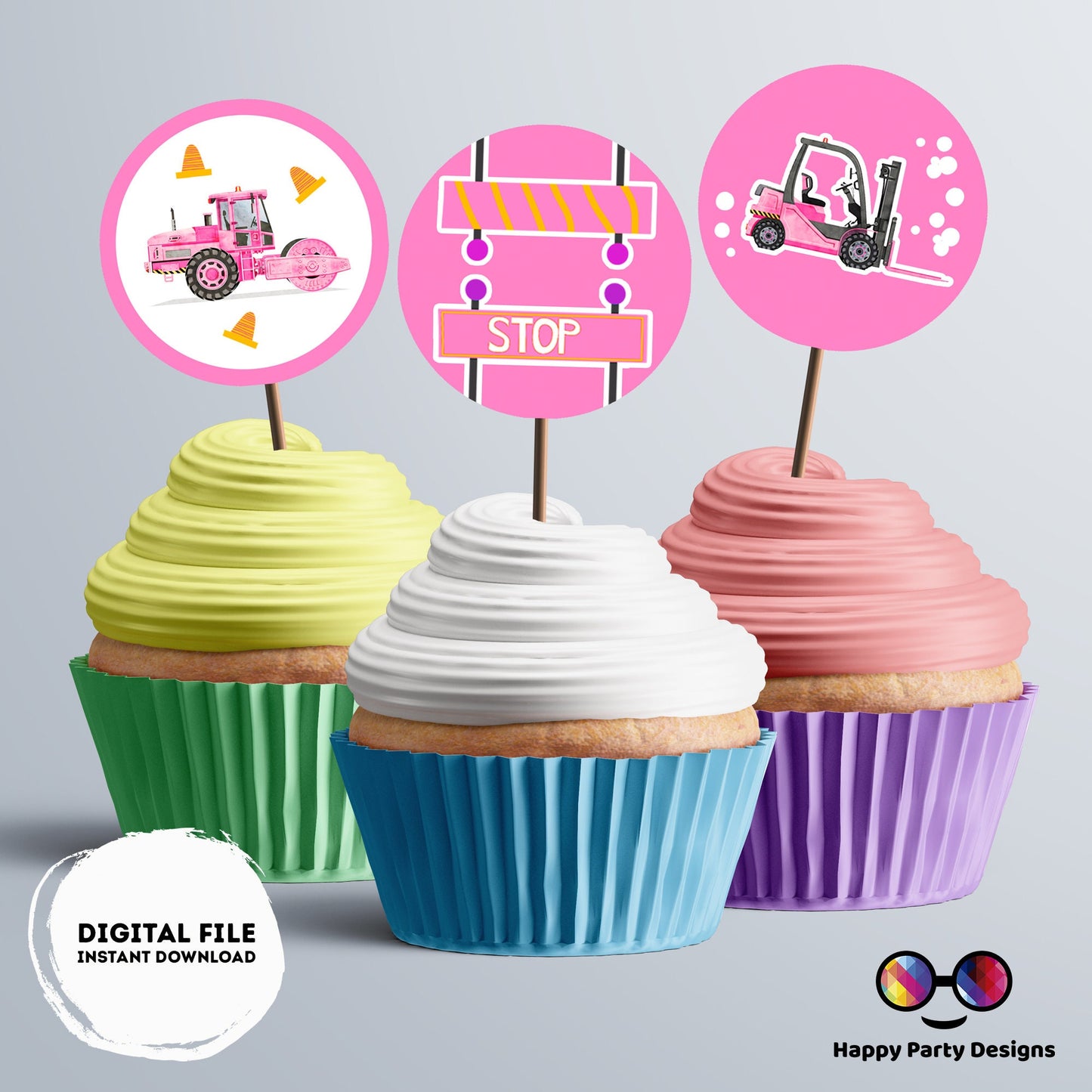 Under Construction cupcake toppers | Instant download | Trucks | trucks Party | under construction | trucks Birthday Party