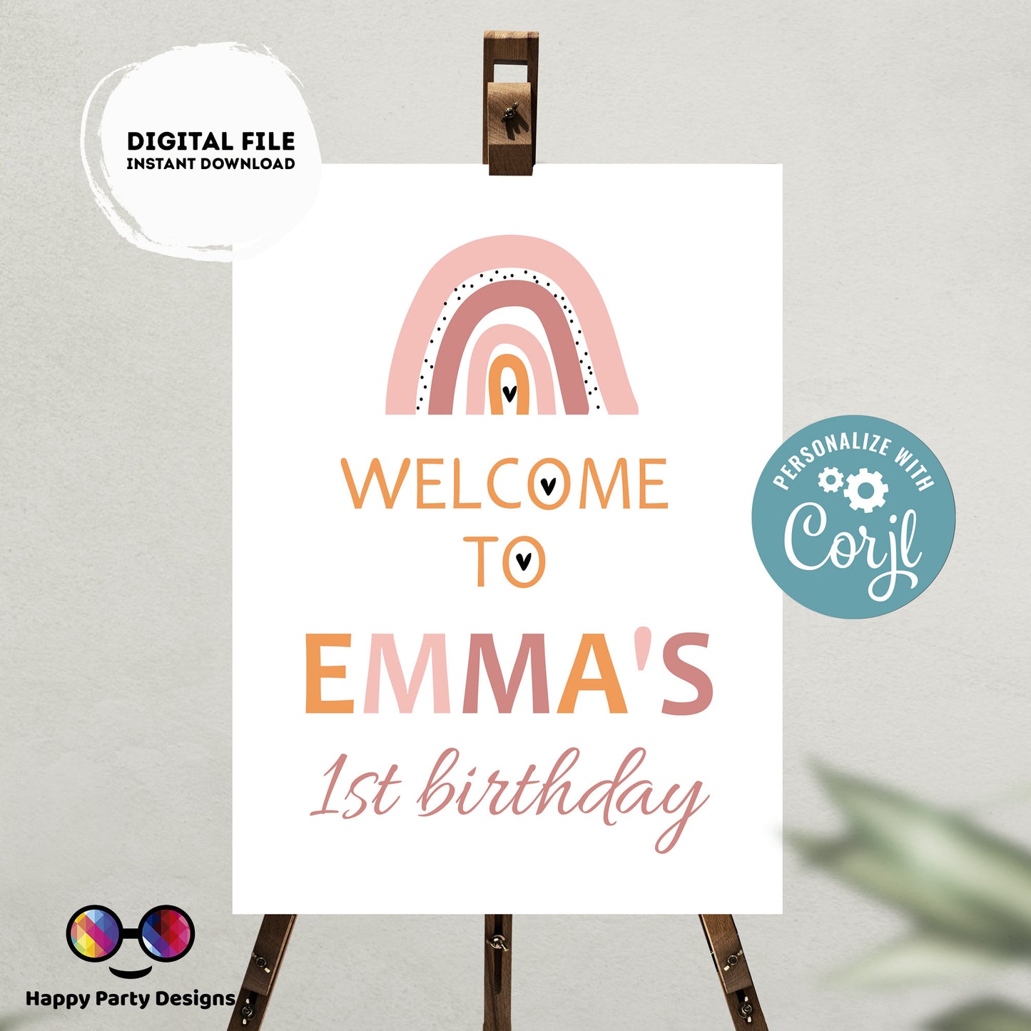 Editable Welcome Sign | boho rainbow birthday | rainbow birthday Decorations | baby Girl | rainbow Welcome Sign | boho party | rainbow