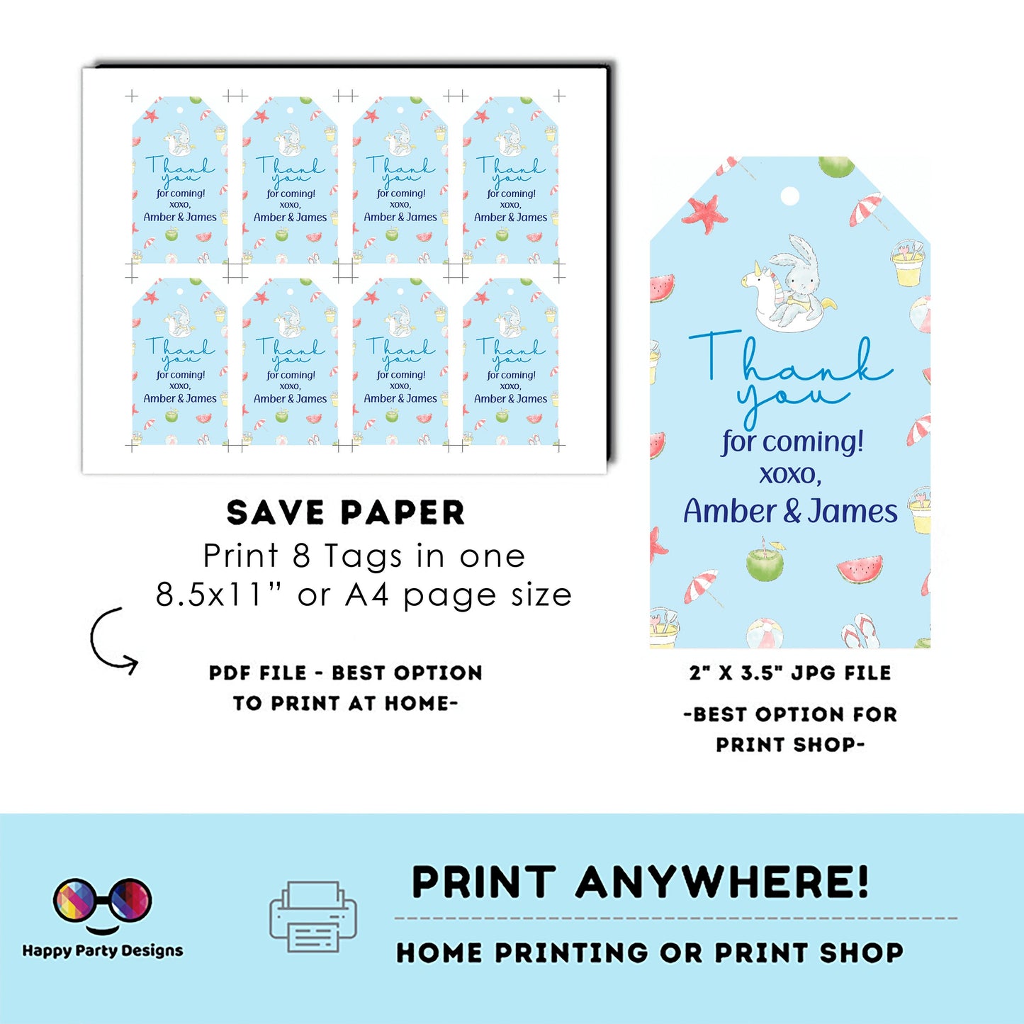 Editable Pool Baby Bash Favor Tag | Pool baby shower Thank you tag | Gift Tag | Thank you tag Template | Baby Boy | Favor tag #B1