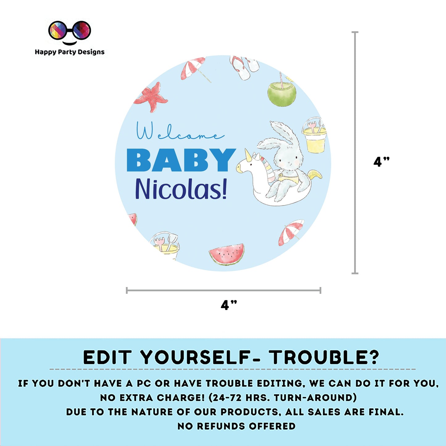 Editable Pool baby bash Cake Topper | Pool Party Cake Topper | Baby boy Cake Topper | Centerpieces | Pool baby shower | Summer shower #B1