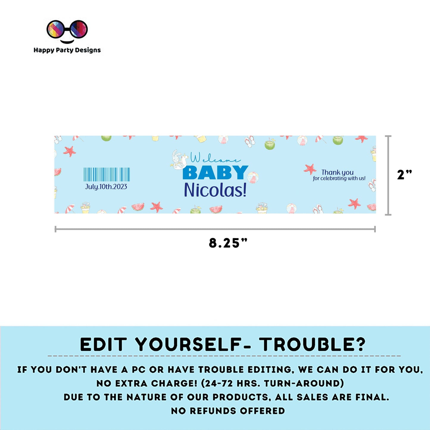 Editable pool baby bash water bottle labels | digital labels | printable baby shower labels | Summer | bottle labels | Baby boy #B1