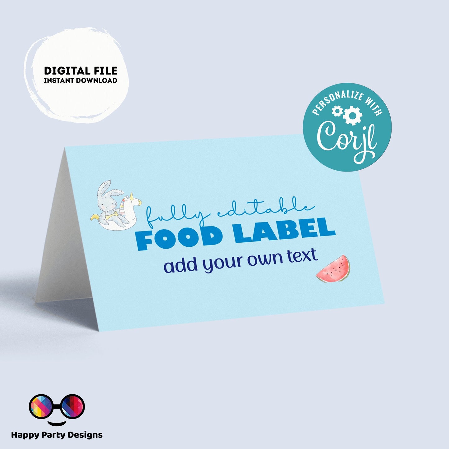 Editable pool baby bash food tent |blue and gold | buffet labels | summer buffet labels | baby boy baby shower | pool baby shower #B1