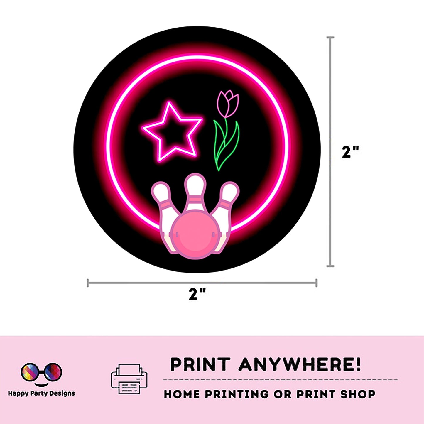 Neon bowling cupcake toppers | Instant download | Bowling | neon Party | Bowling party | neon bowling Birthday Party #KID3