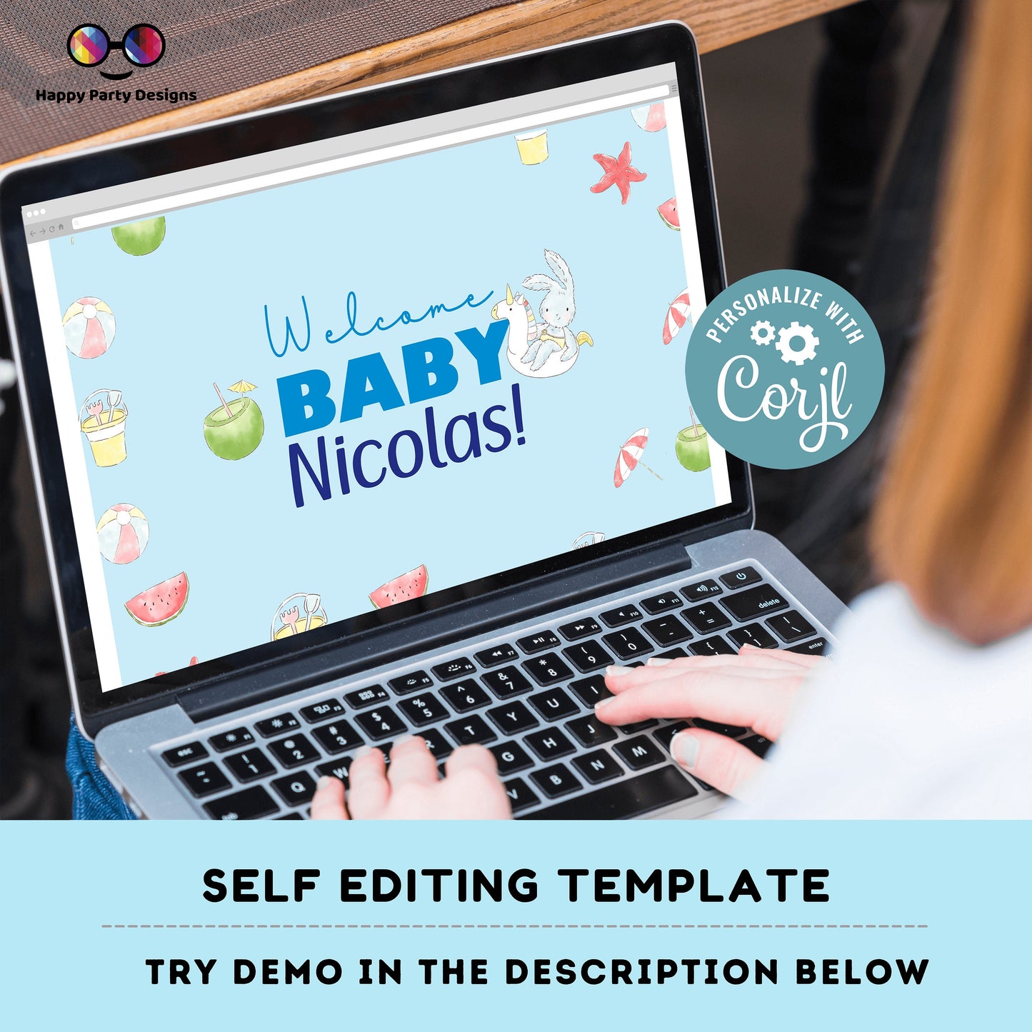 Editable pool baby bash Backdrop Banner | Digital pool party printable Backdrop Banner | Baby Boy | Pool baby showery | Summer baby #B1