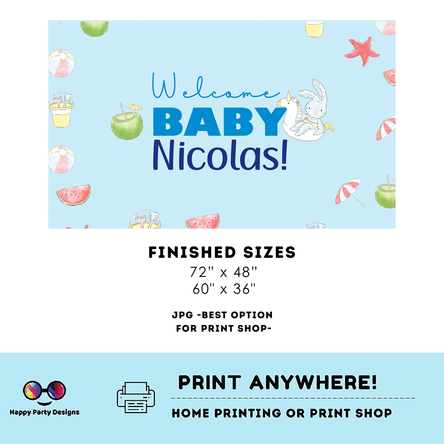 Editable pool baby bash Backdrop Banner | Digital pool party printable Backdrop Banner | Baby Boy | Pool baby showery | Summer baby #B1