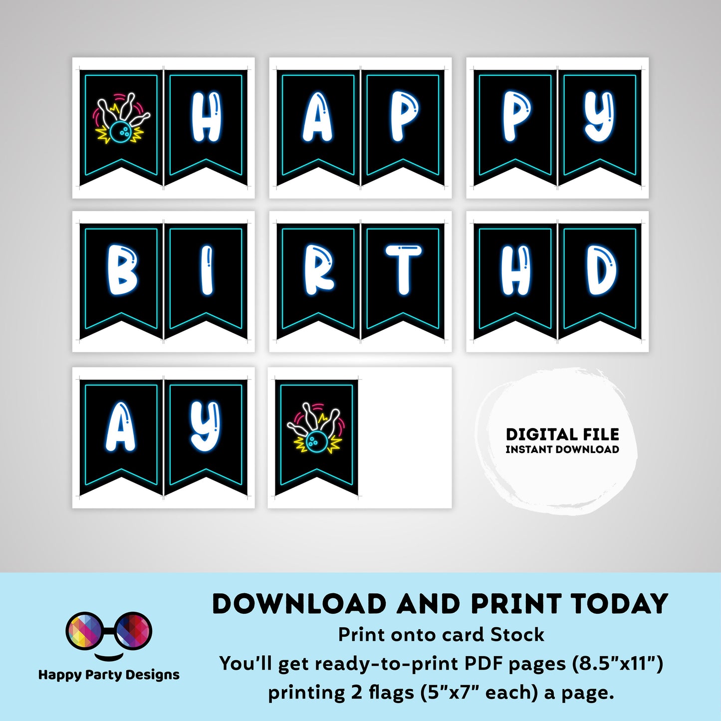 Happy Birthday Bowling Banner | Bowling party | Birthday banner | Bowling birthday party | birthday girl | birthday boy | Bowling Banner