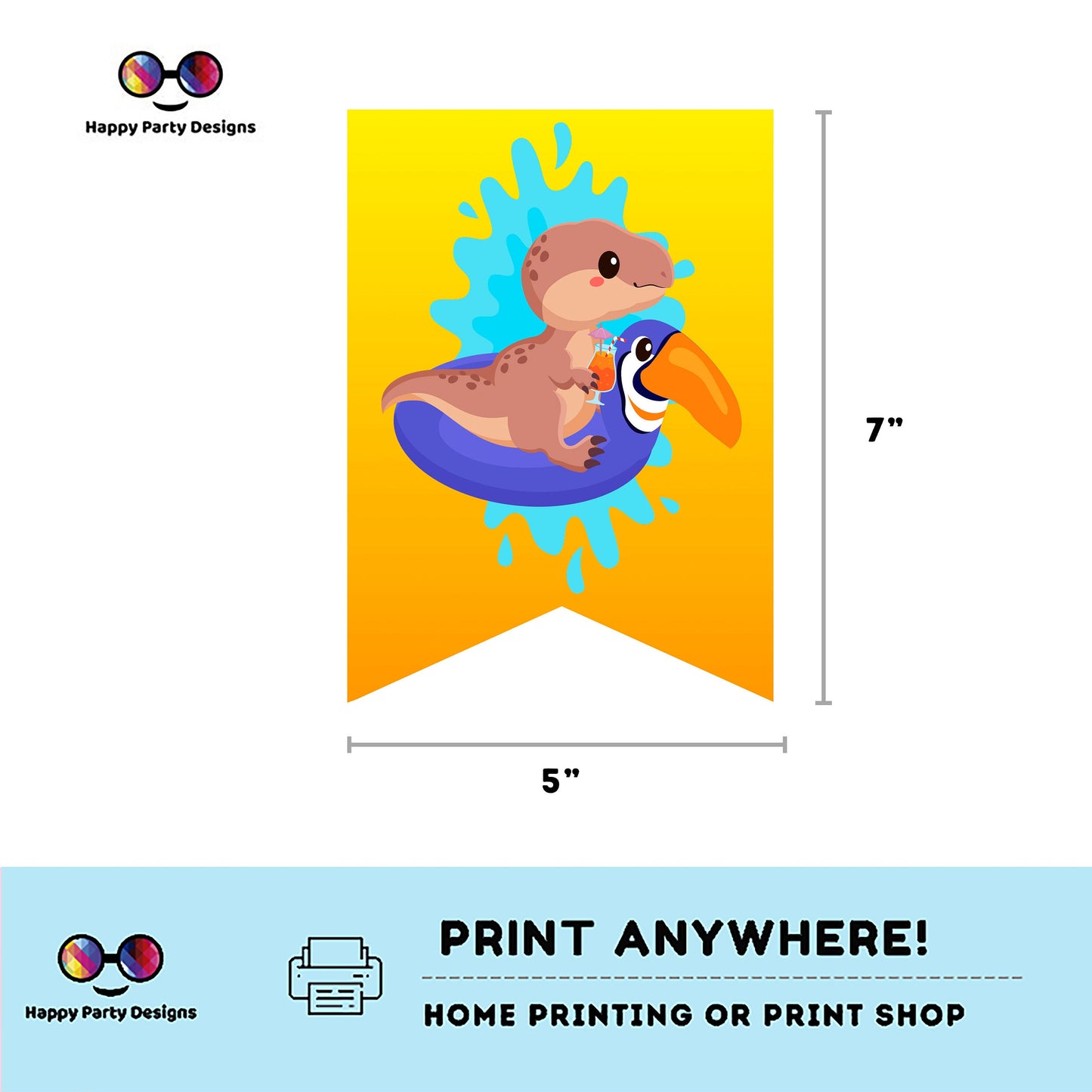 Happy Birthday Dinosaur Pool Party Banner | Dinosaur Party | Birthday banner | Dinosaur birthday party | birthday boy | #K83