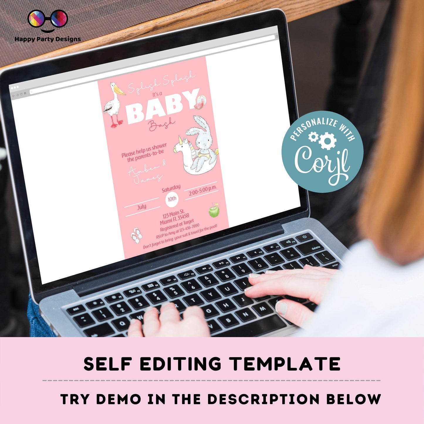 EDITABLE Pool Baby Bash invitation | Pool party Invitation | Baby Shower | Instant Download | Baby girl | Summer baby shower #B2