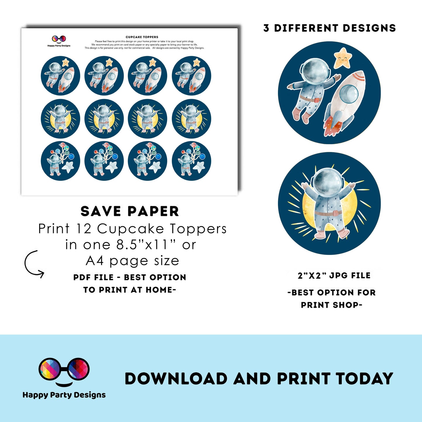 Instant Download First Trip Around the Sun cupcake toppers | Outer Space birthday | Astronaut Birthday Party | Outer Space stickers #K5