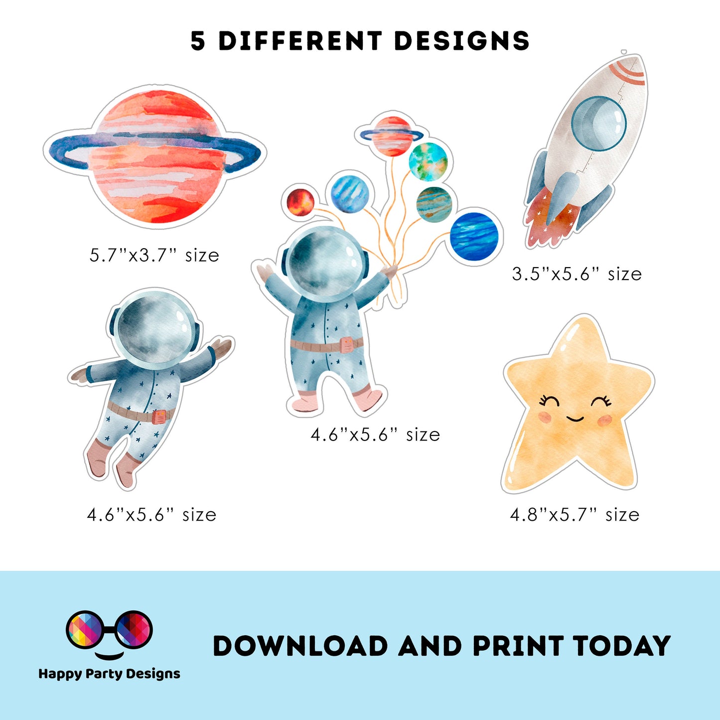 PRINTABLE First Trip Around the Sun Cake Toppers 5 | First Trip Around the Sun Cake Toppers | Outer Space Cake Toppers Centerpieces #K5