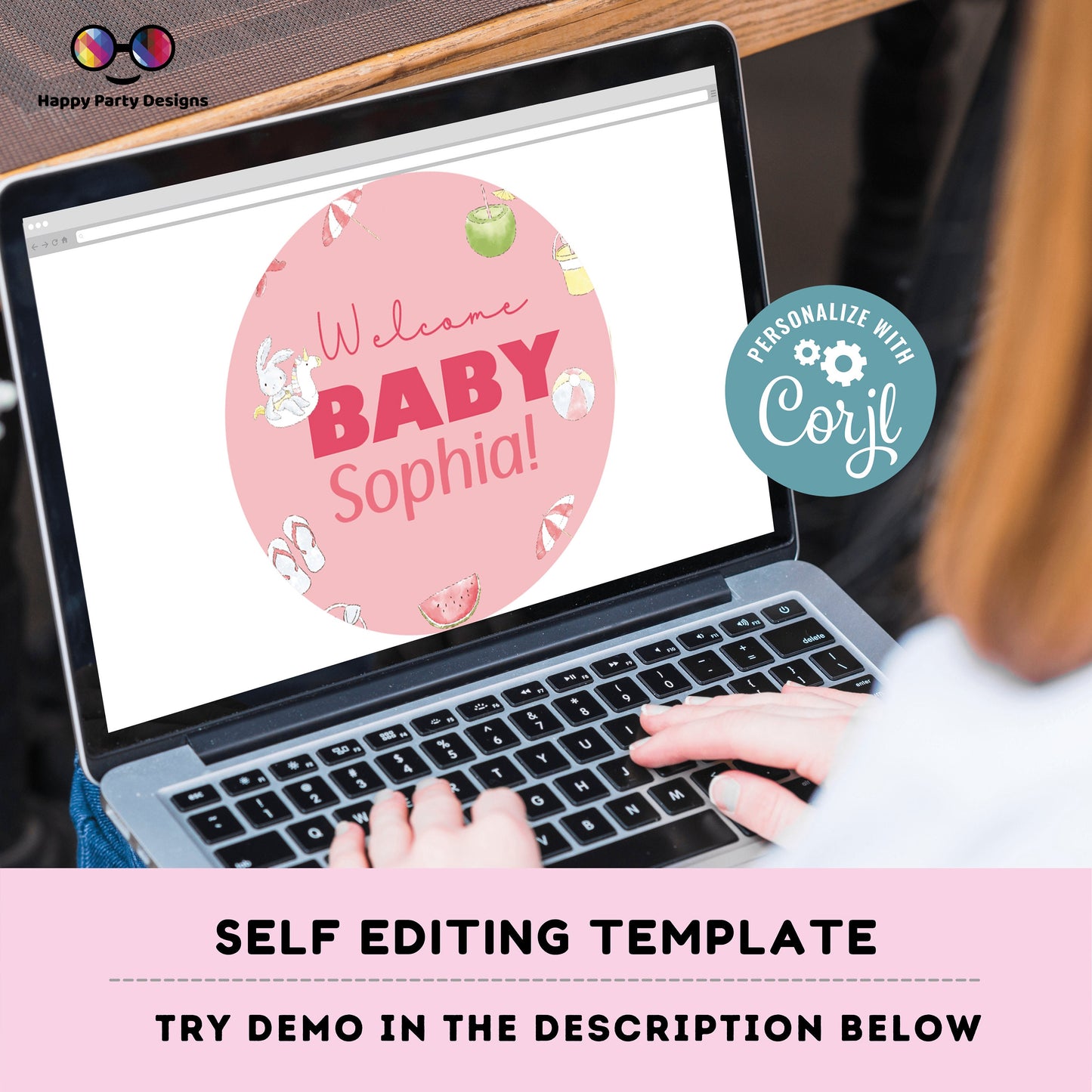 Editable Pool baby bash cupcake toppers | Instant download | girl baby shower | Pool party | Baby Shower | Pool baby shower for girl #B2