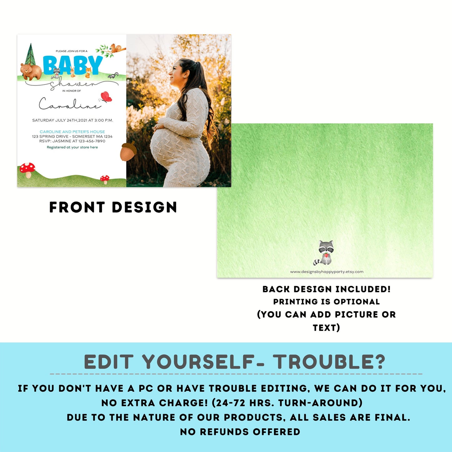EDITABLE woodland baby shower invitation | woodland Invitation with picture | Baby Shower | Instant Download | boy baby shower #B16