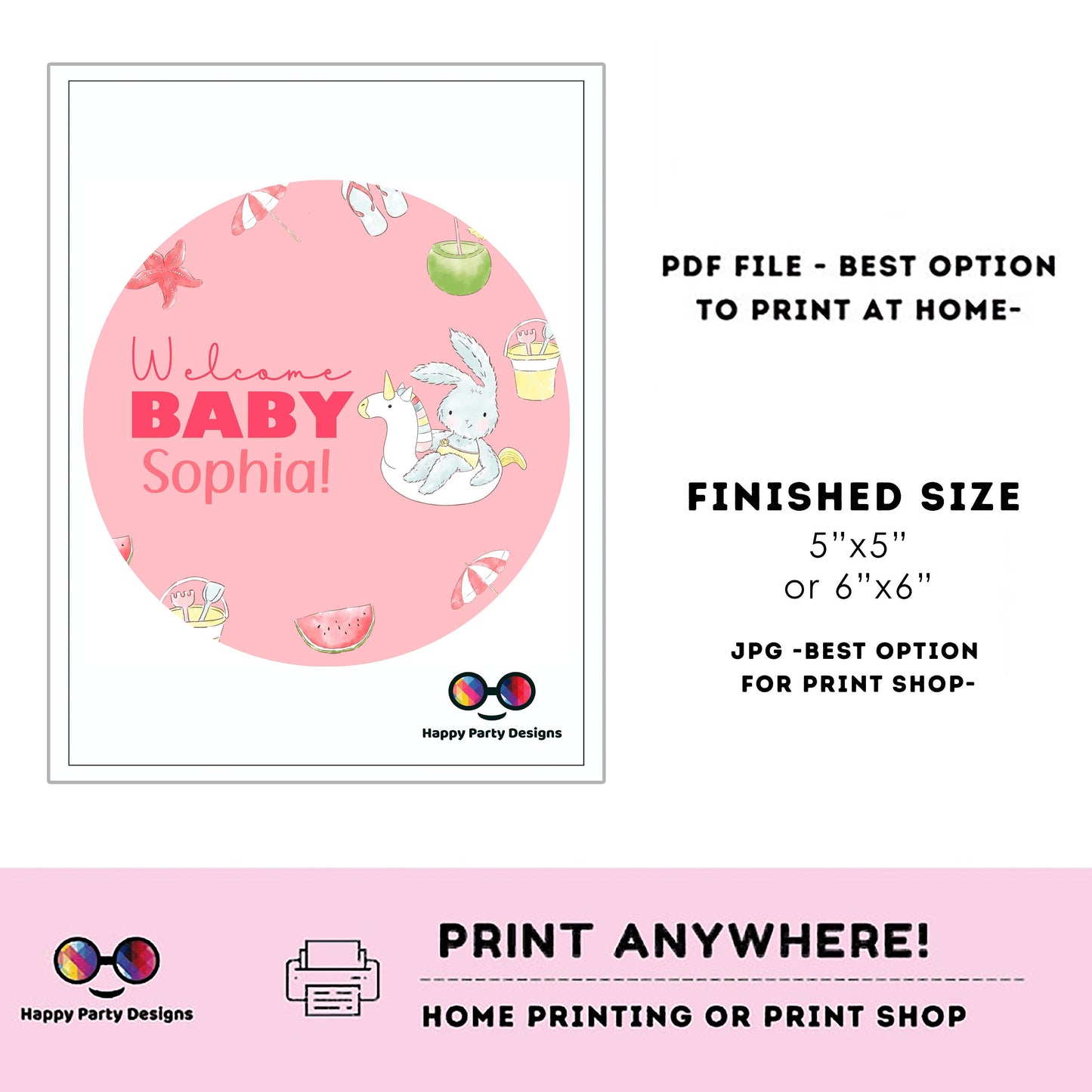 Editable Pool baby bash Cake Topper | Pool Party Cake Topper | Baby girl Cake Topper | Centerpieces | Pool baby shower | Summer shower #B2