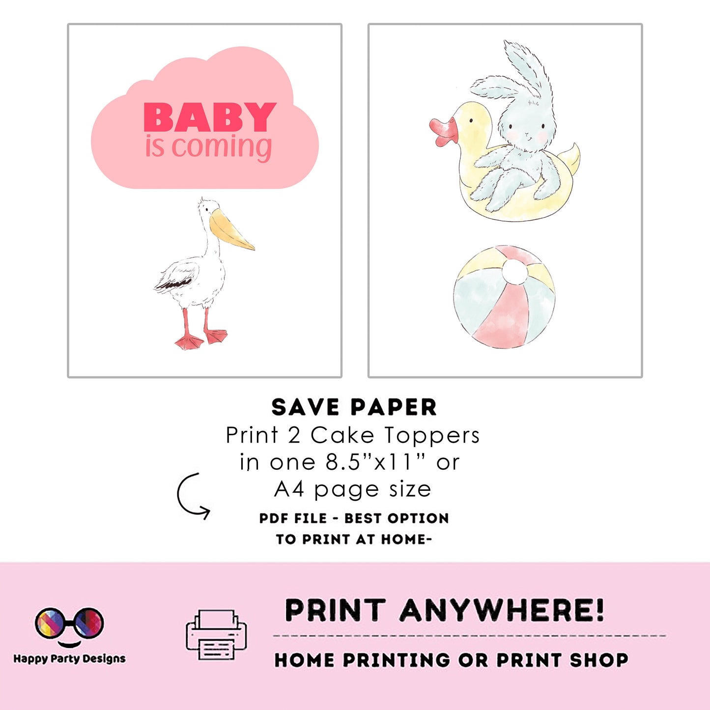 PRINTABLE pool baby shower Cake Topper | Pool Party Cake Topper | Summer Cake Topper | Center pieces | Instant download #B2