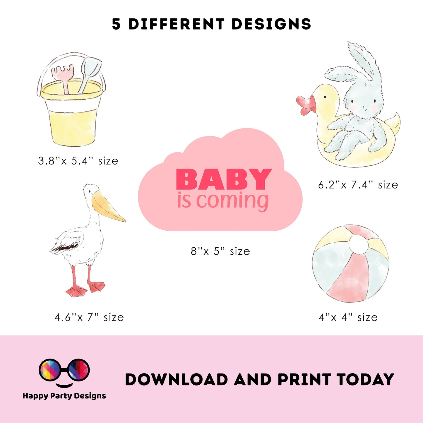PRINTABLE pool baby shower Cake Topper | Pool Party Cake Topper | Summer Cake Topper | Center pieces | Instant download #B2