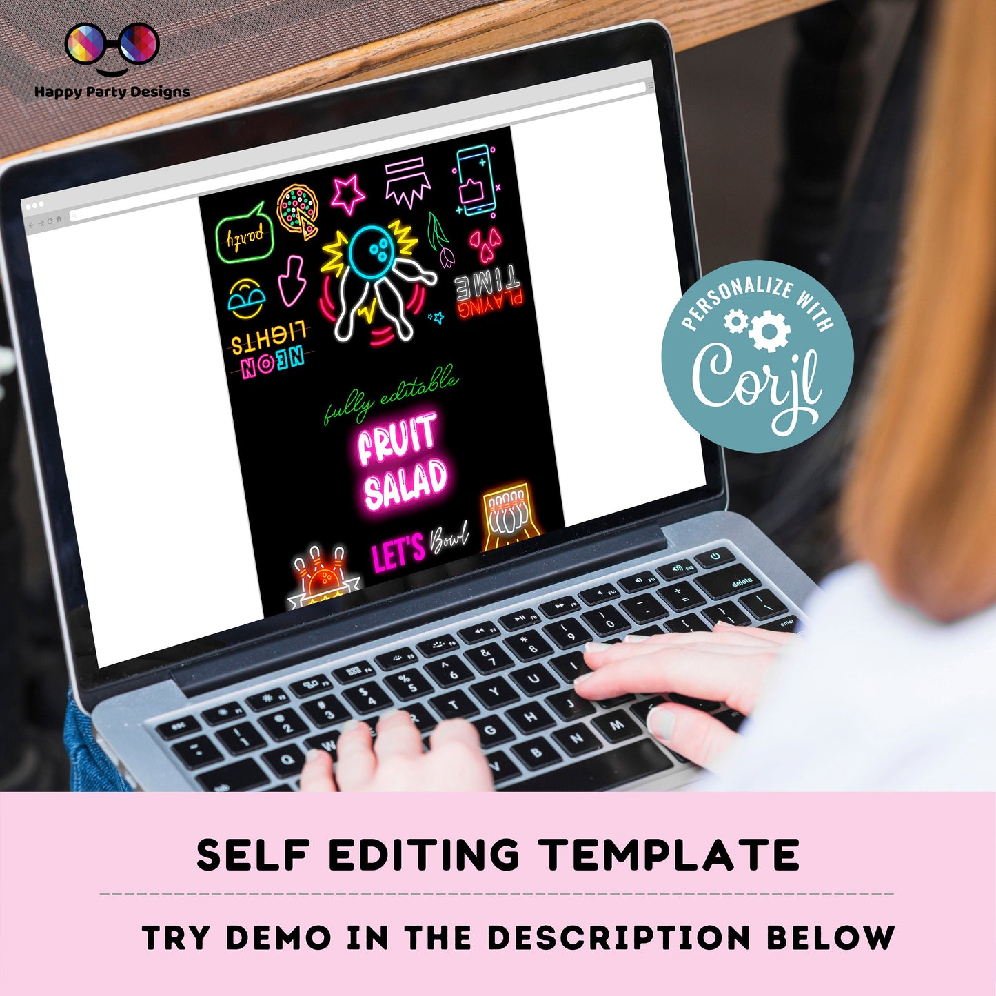 editable neon Bowling Birthday food tent | Bowling party | buffet labels | Bowling birthday party | food label template | favors #KID3