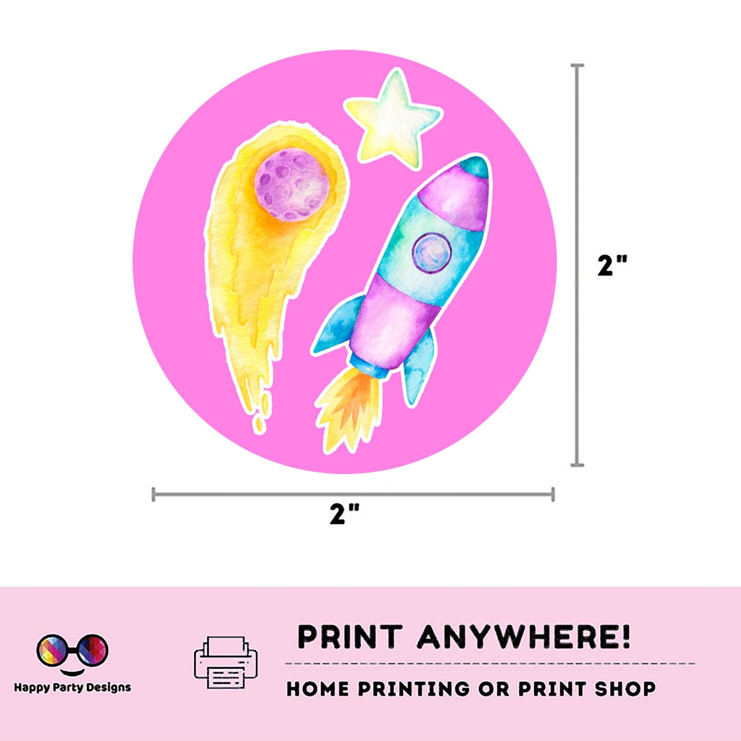 Instant Download First Trip Around the Sun cupcake toppers | Outer Space birthday | Astronaut Birthday Party | Outer Space stickers #K57