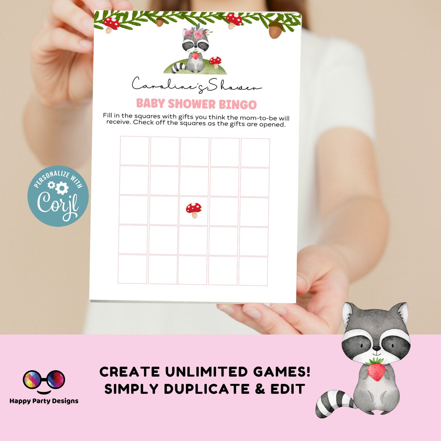 Editable woodland games bundle | woodland baby shower games | Baby girl | forest shower | woodland baby shower games #B17