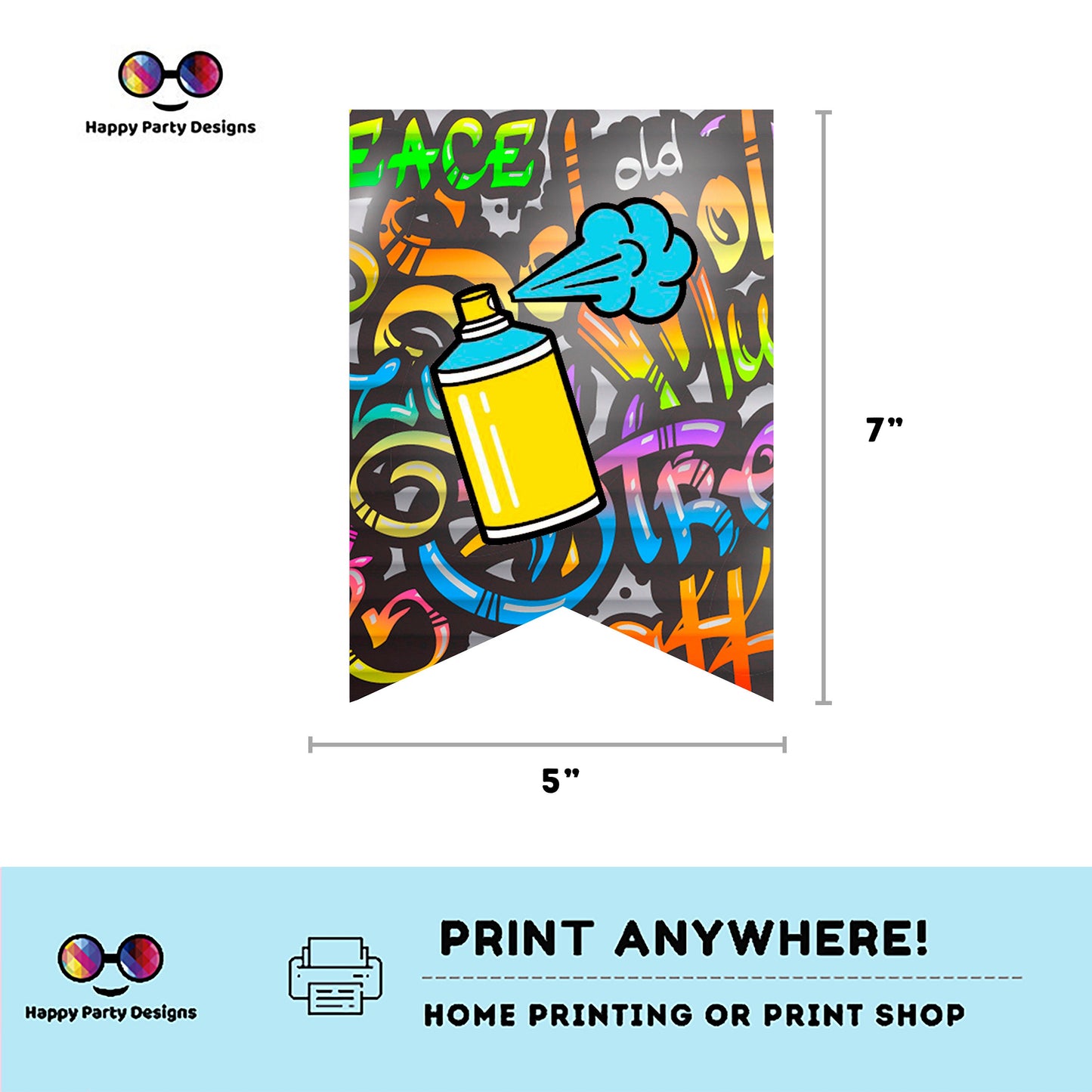 Happy Birthday graffiti Banner | Graffiti party | Birthday banner | Graffiti birthday party | birthday boy | hip hop birthday #K1