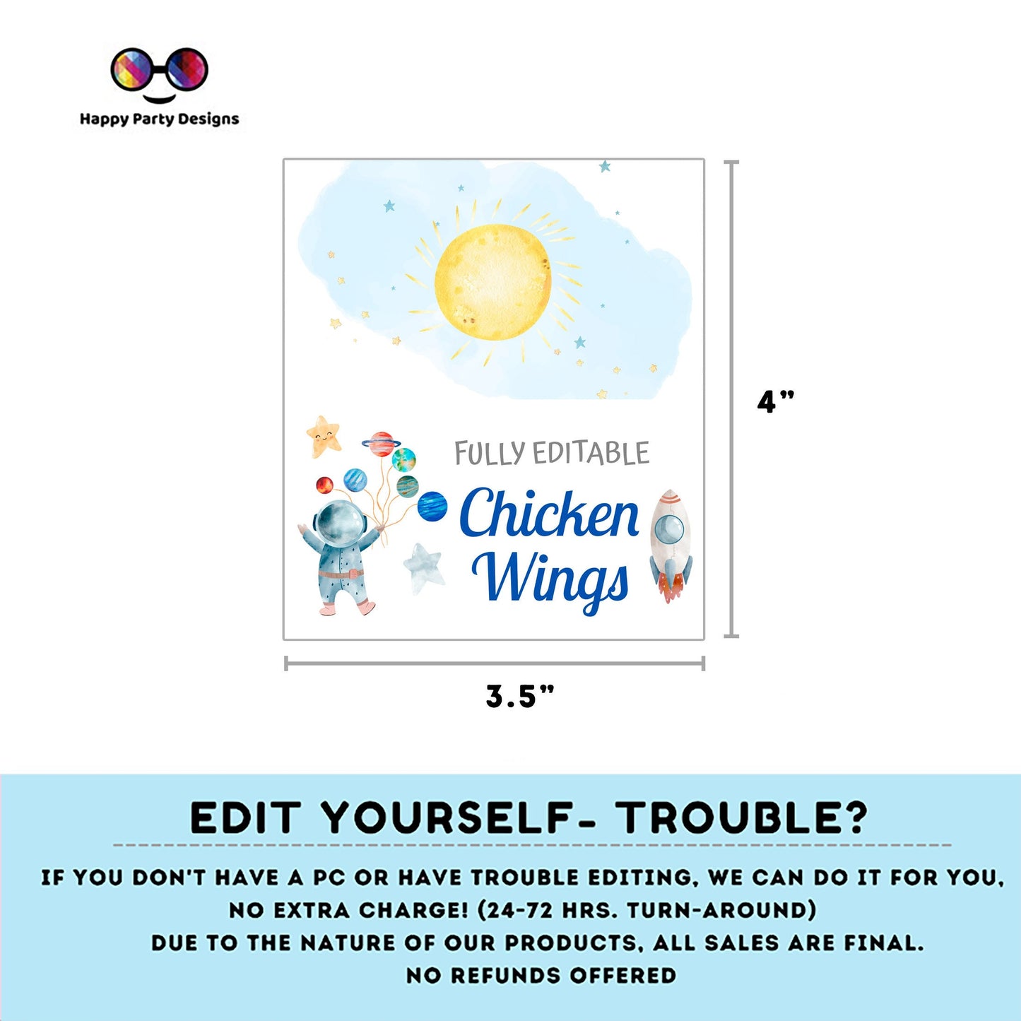 First Trip Around the Sun Birthday food tent | Outer Space Party | buffet labels | Astronaut birthday party | food label editable online #K5
