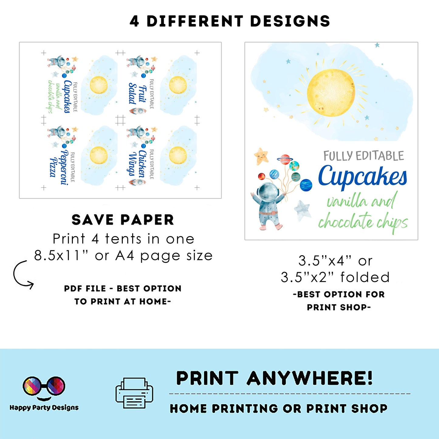 First Trip Around the Sun Birthday food tent | Outer Space Party | buffet labels | Astronaut birthday party | food label editable online #K5