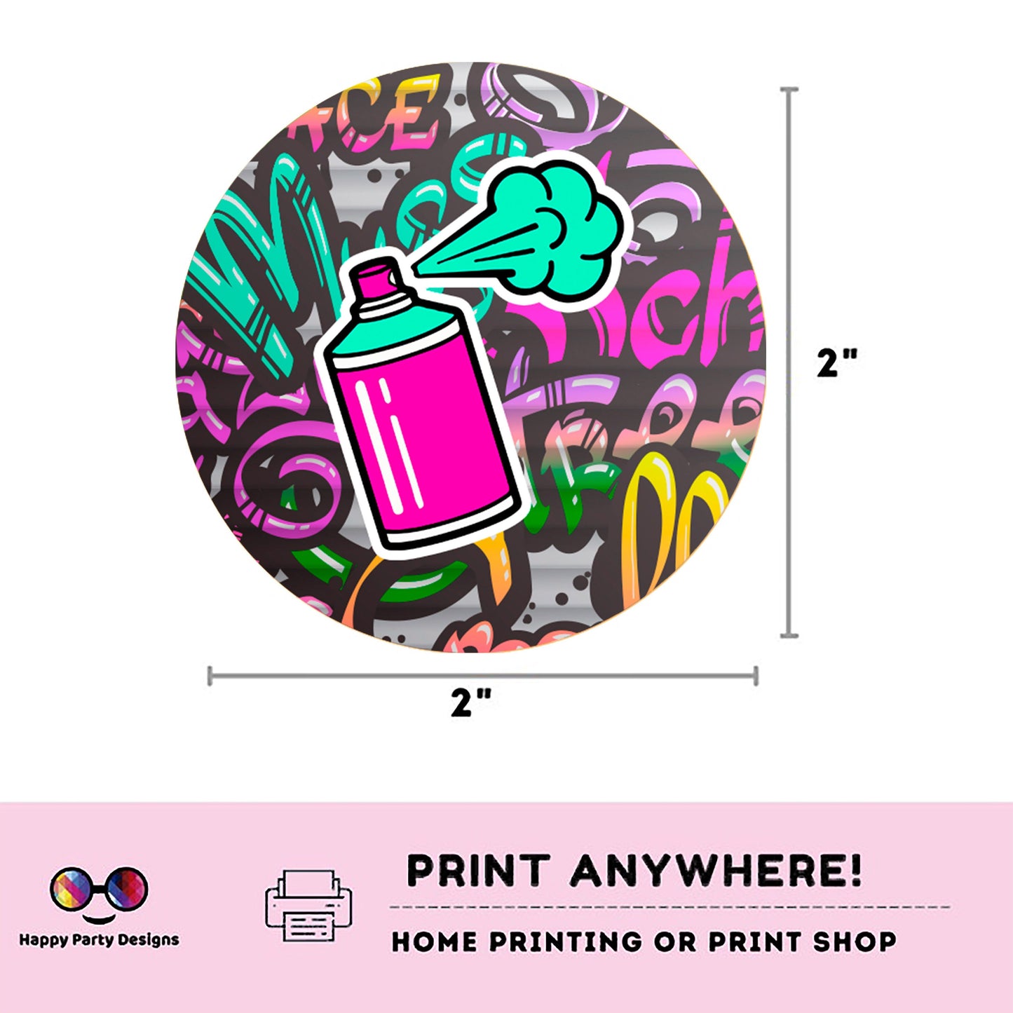 Graffiti Round cupcake toppers | Graffiti birthday | Graffiti Birthday Party | Graffiti themed | Girl Birthday Party | graffiti stickers #K2