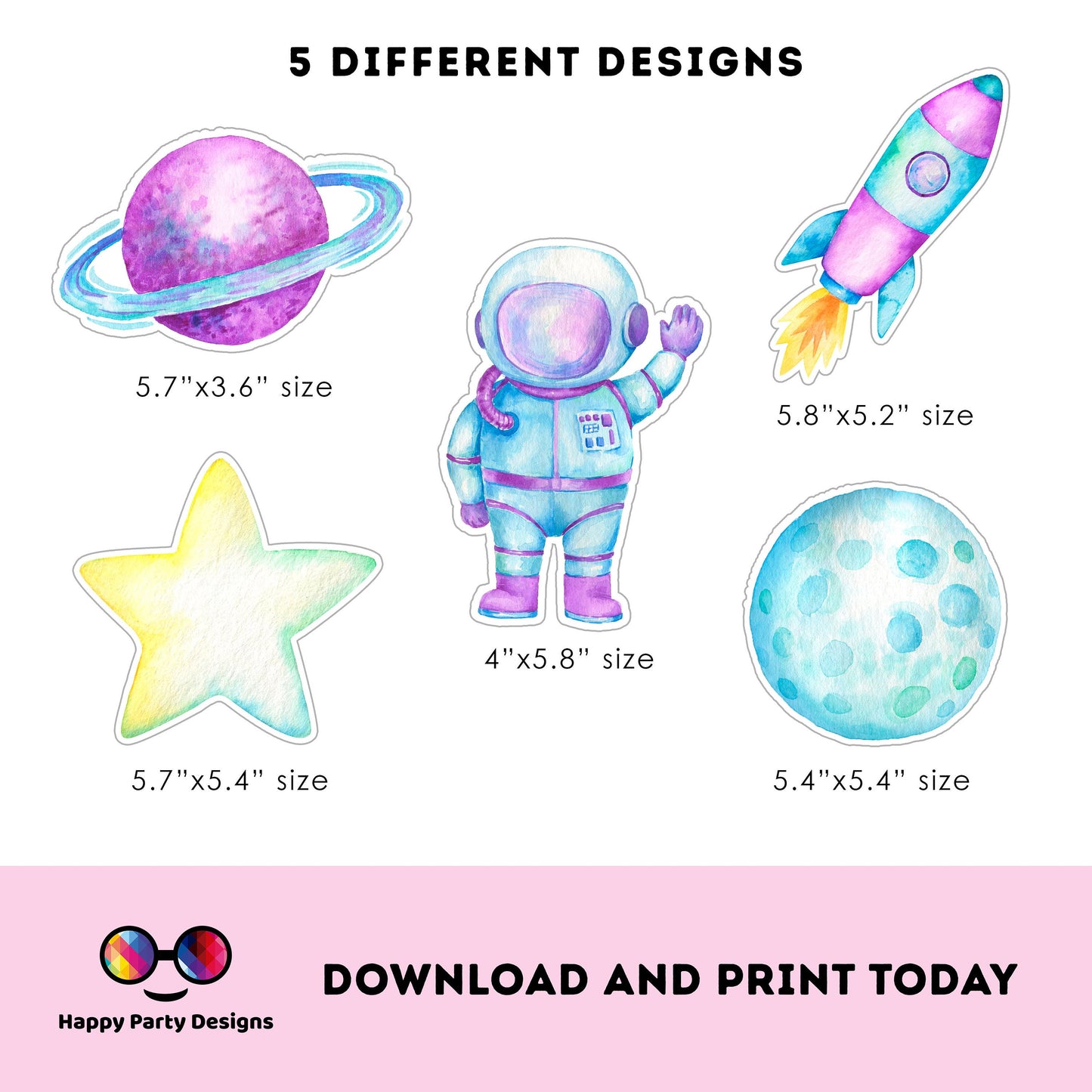 PRINTABLE First Trip Around the Sun Cake Toppers 5 | First Trip Around the Sun Cake Toppers | Outer Space Cake Toppers Centerpieces #K57