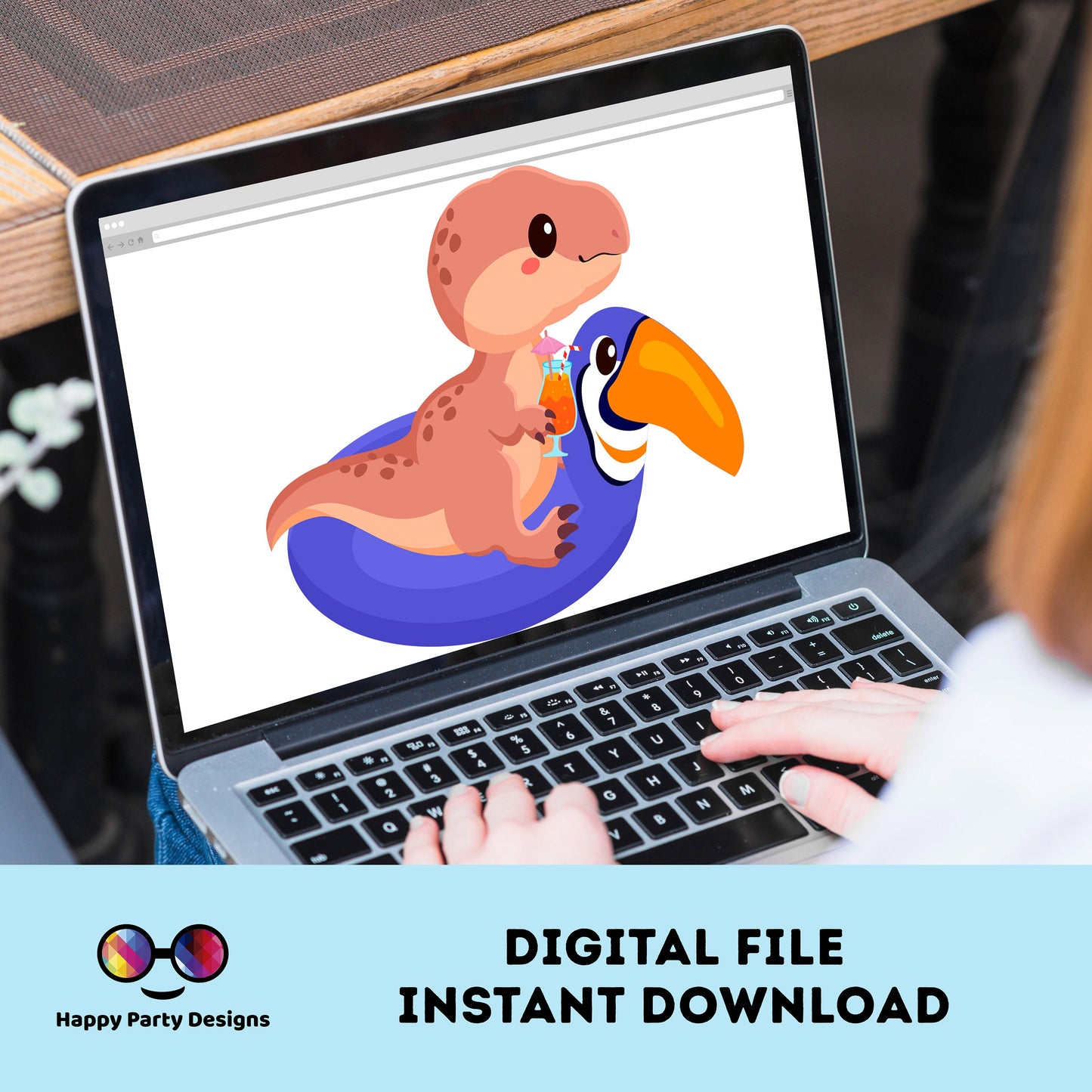 PRINTABLE Dinosaur Pool Party Cake Toppers | Dinosaur Pool Party Birthday Party Cake Toppers | Dino Party Cake Toppers Centerpieces #K83