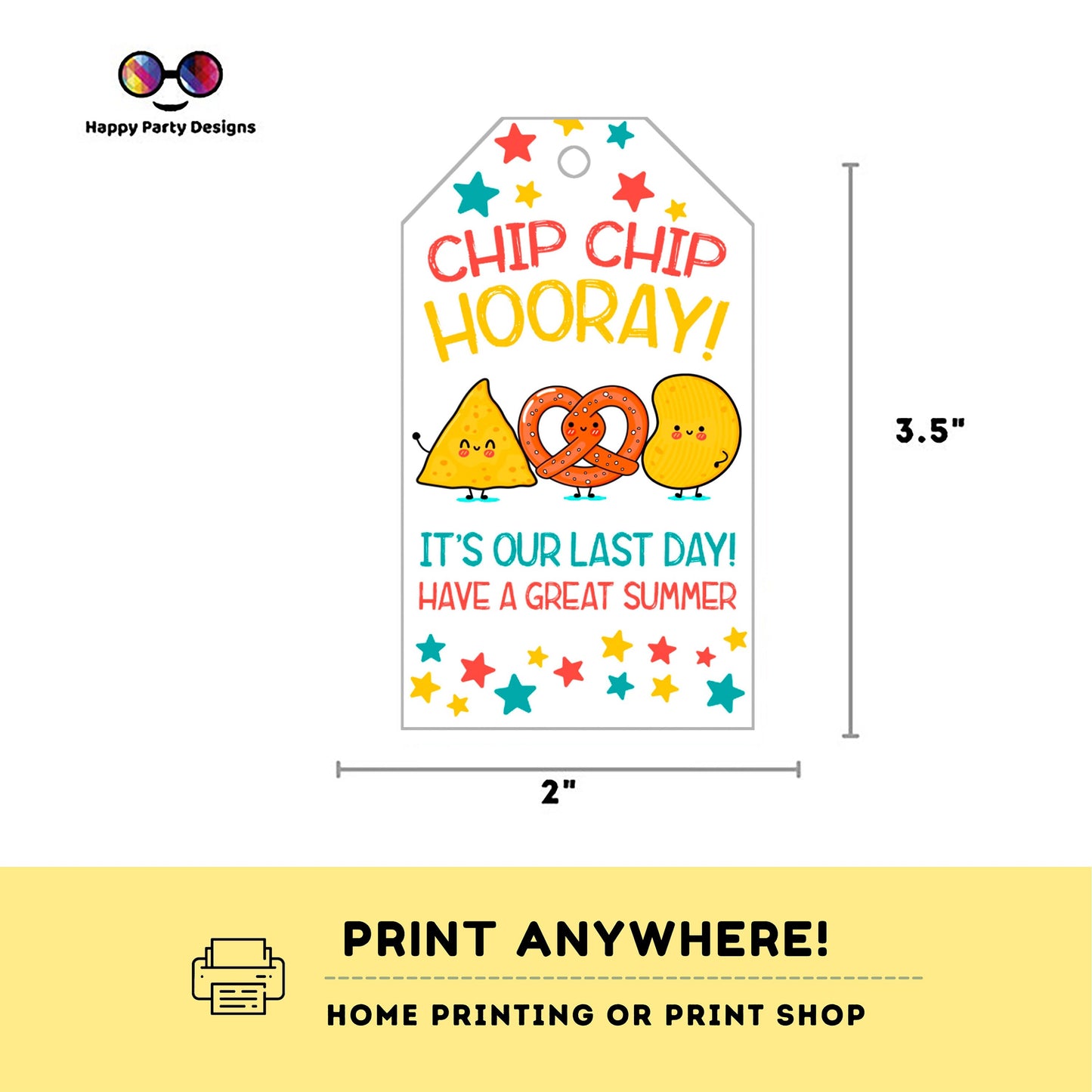 Instant download Last Day of School Snack Tag | Classroom Treat Tag | Chip Bag Tag End of School Year | Gift Tag Summer PTO PTA Card | #SCH1